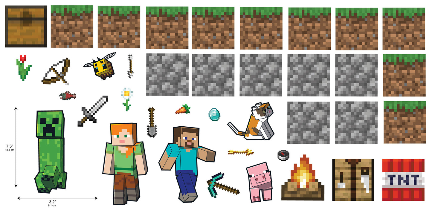 York Wallcoverings RoomMates Minecraft Blocks Build Your Own Wall Decals Graphics Kids Brown Current Peel & Stick - RMK5581SCS