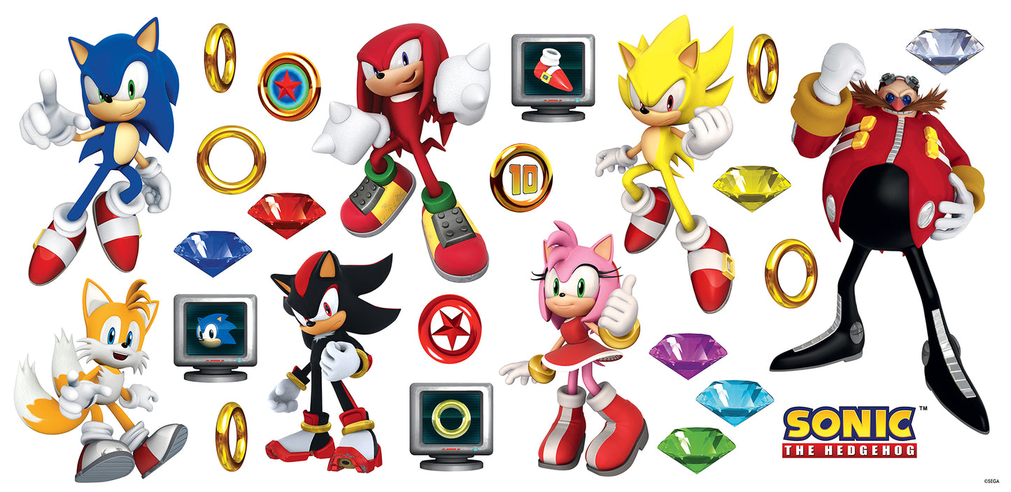 York Wallcoverings RoomMates Sonic The Hedgehog Wall Decals Graphics Kids Blue Current Peel & Stick - RMK5584SCS