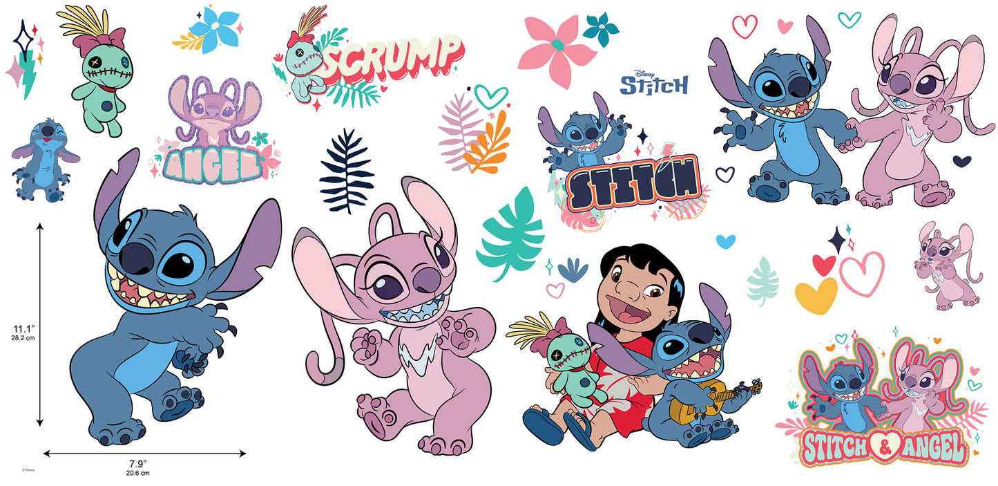 York Wallcoverings RoomMates Disney Stitch & Angel Wall Decals Graphics Kids Pink Current Peel & Stick - RMK5585SCS
