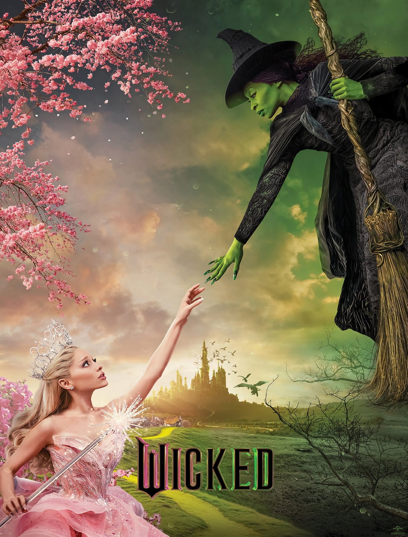 York Wallcoverings RoomMates Wicked Elphaba and Glinda Peel and Stick Wall Mural Whimsical Graphics Pinks Wallpaper - RMM1249