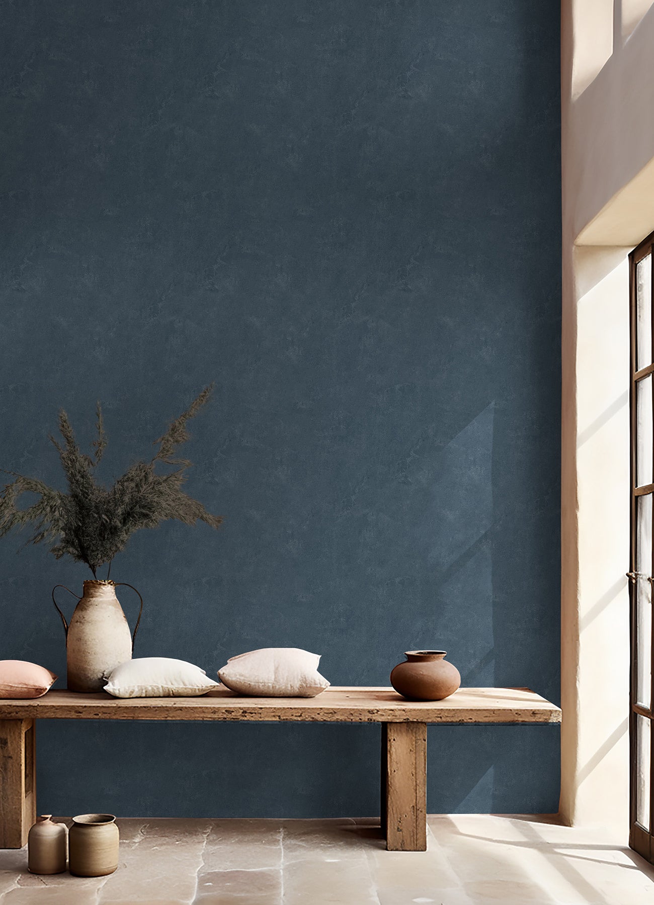 York Wallcoverings RoomMates Daphne Limewash Moody Blue Peel and Stick Wallpaper Graphics Modern Moody Blue Current Peel & Stick - RMWS1310