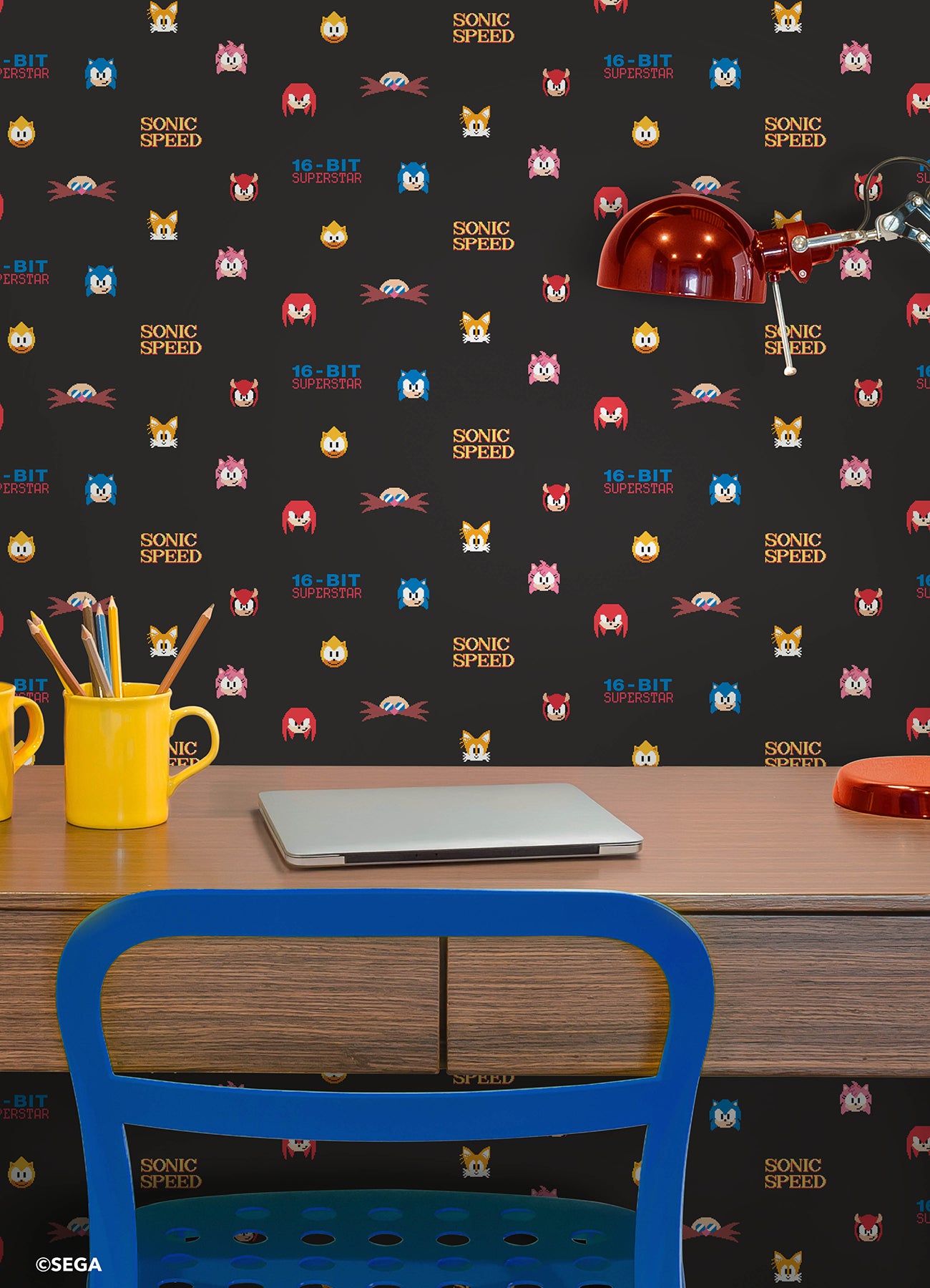 York Wallcoverings RoomMates Sonic The Hedgehog 16-Bit Superstar Retro? Peel and Stick Wallpaper Graphics Kids Black Current Peel & Stick - RMWS1333