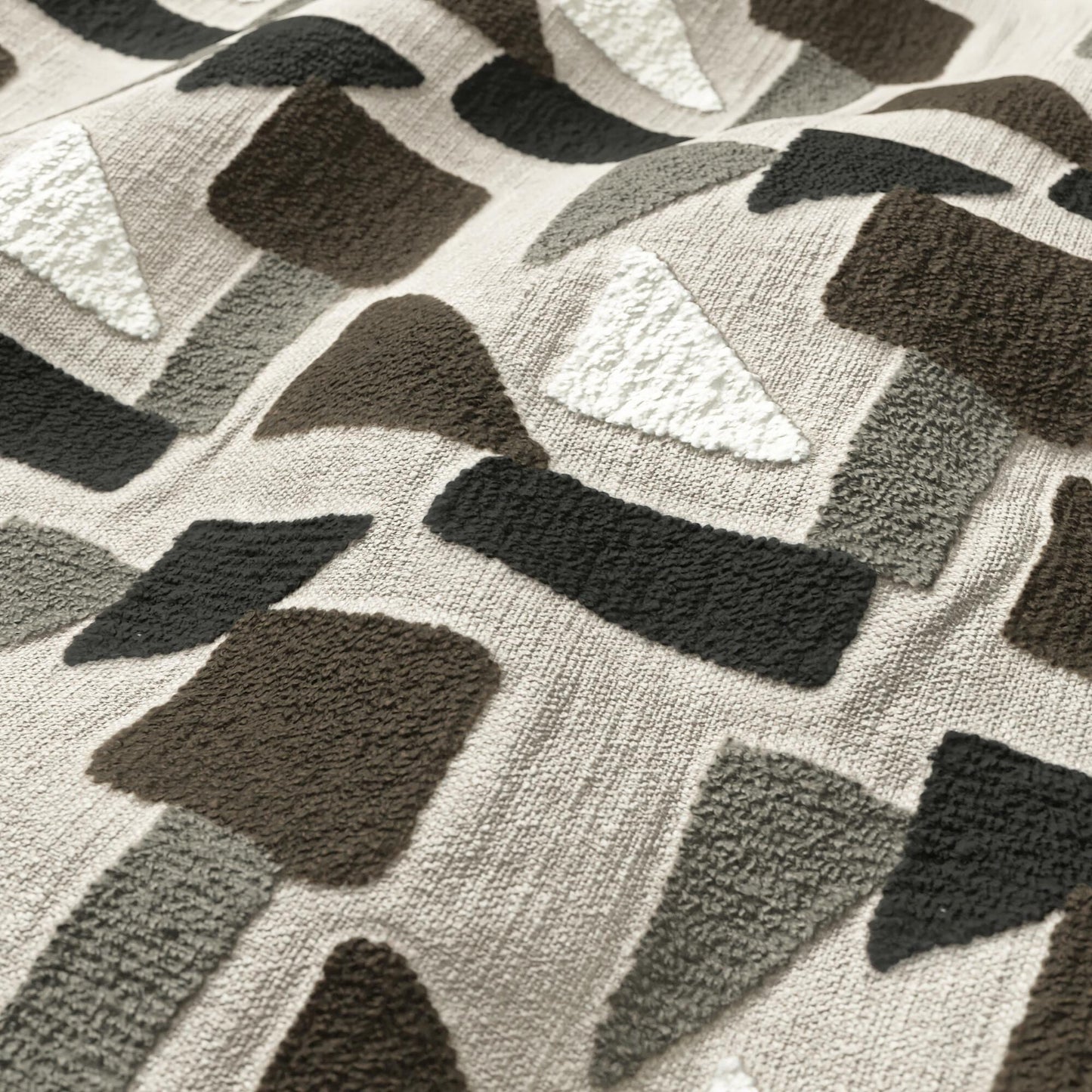 JF Fabrics ROCKAWAY 35 Fabric Geometric, Abstract, Contemporary, Modern Taupe, Brown Embroidery - 9013335 J9161