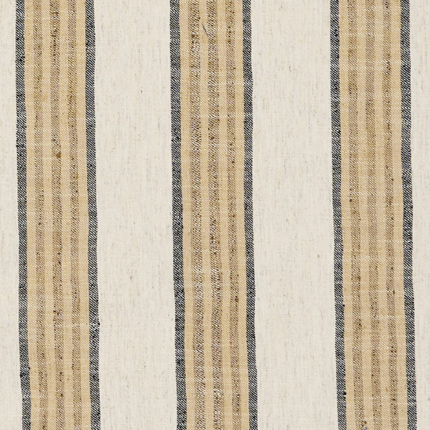 JF Fabrics RONAN 19 Fabric Stripe Yellow, Beige, Black Linen Texture, Woven - 9286019 J9391
