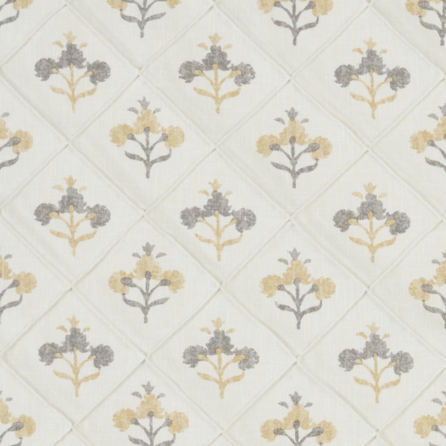 JF Fabrics ROSELLEN 17 Fabric Floral, Classic, Traditional Yellow, Grey, White Print, Quilted - 9284817 J9391