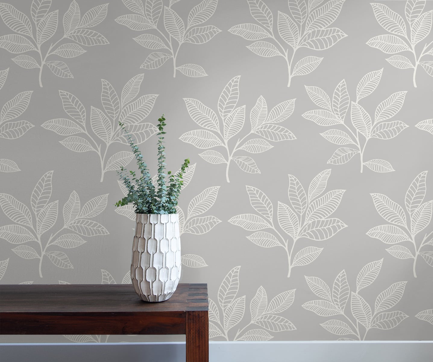 Seabrook Designs Boho Rhapsody Paradise Leaves Botanical Bohemian Grey Matte - RY30800