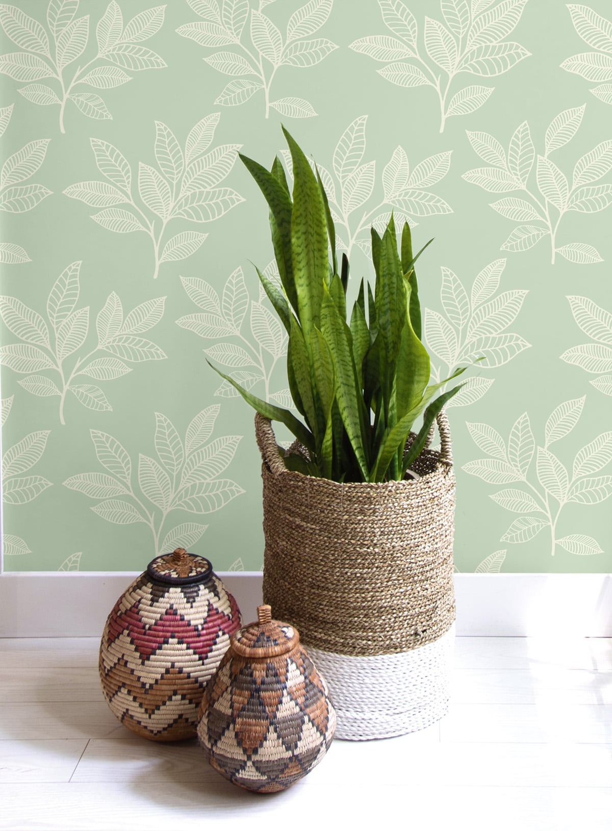 Seabrook Designs Boho Rhapsody Paradise Leaves Botanical Bohemian Green Matte - RY30804
