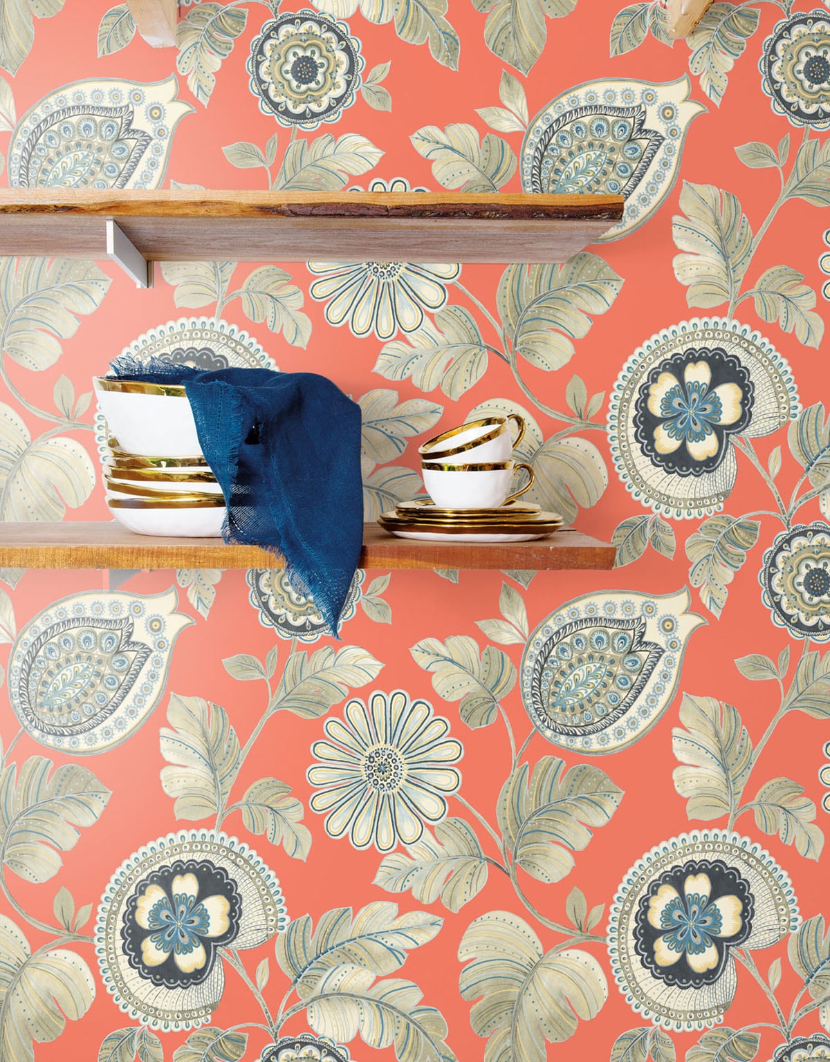 Seabrook Designs Boho Rhapsody Calypso Paisley Leaf Botanical Bohemian Orange Matte - RY31206