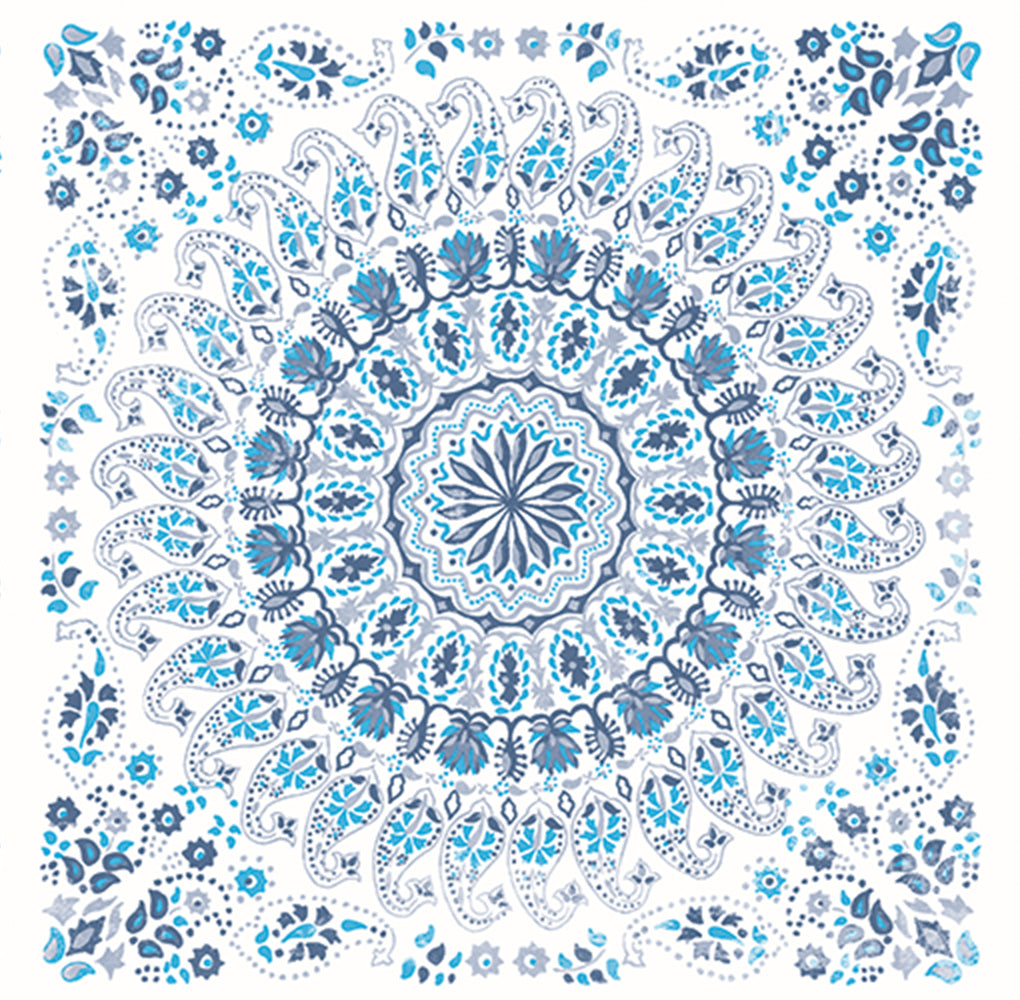 Seabrook Designs Boho Rhapsody Mandala Boho Tile Fabric Tile Bohemian Blue Matte Fabric - RY32302F