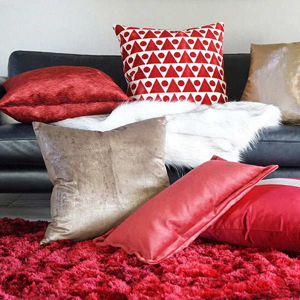 D.V. KAP HOME 24" x 24" Iridescence Band Pillow - Ruby Band / Ribbon - 3384-R-2424