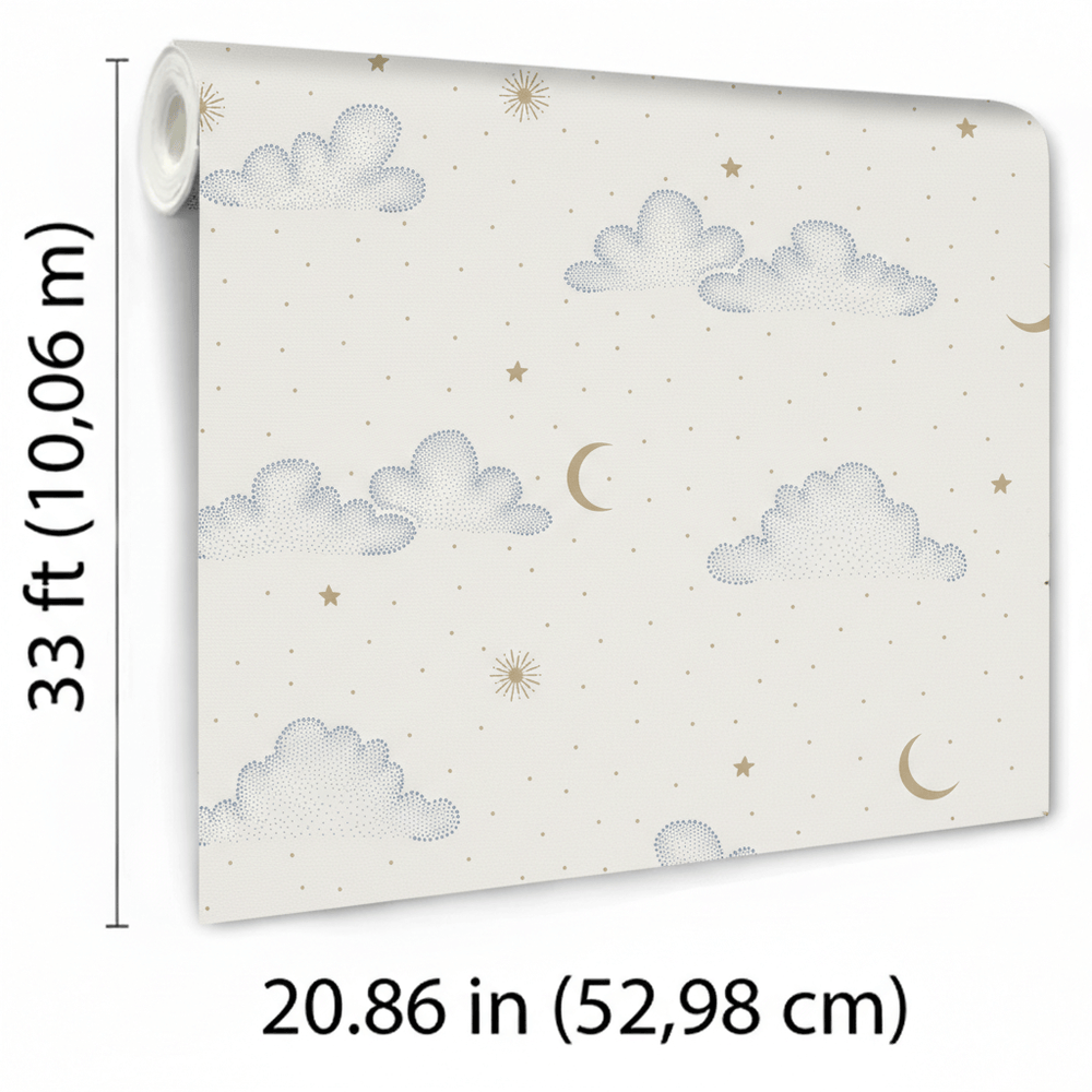 VEER DECOR Moonlit Mist White Wallpaper Kids;,Nurseries Kids Rooms, Nurseries White Wallpaper - VRSD01-73