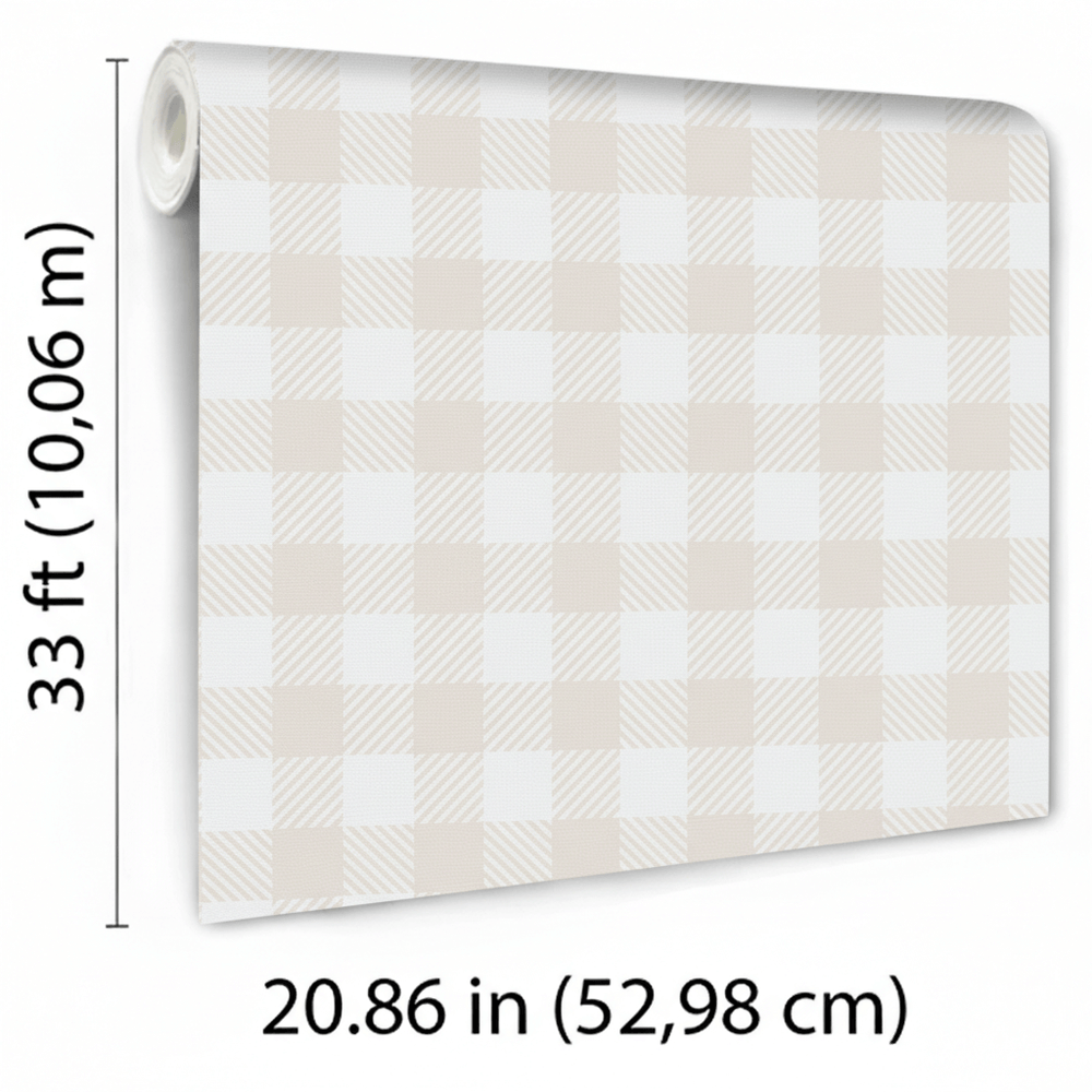 VEER DECOR Heritage Gingham Beige Wallpaper Kids;,Nurseries Kids Rooms, Nurseries Beige Wallpaper - VRSD07-68