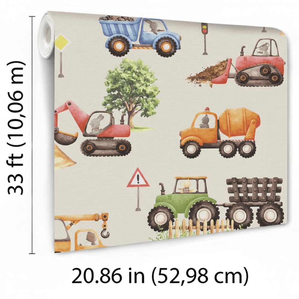 VEER DECOR Little Builders Beige Wallpaper Kids;,Nurseries Kids Rooms, Nurseries Beige Wallpaper - VRSD07-69
