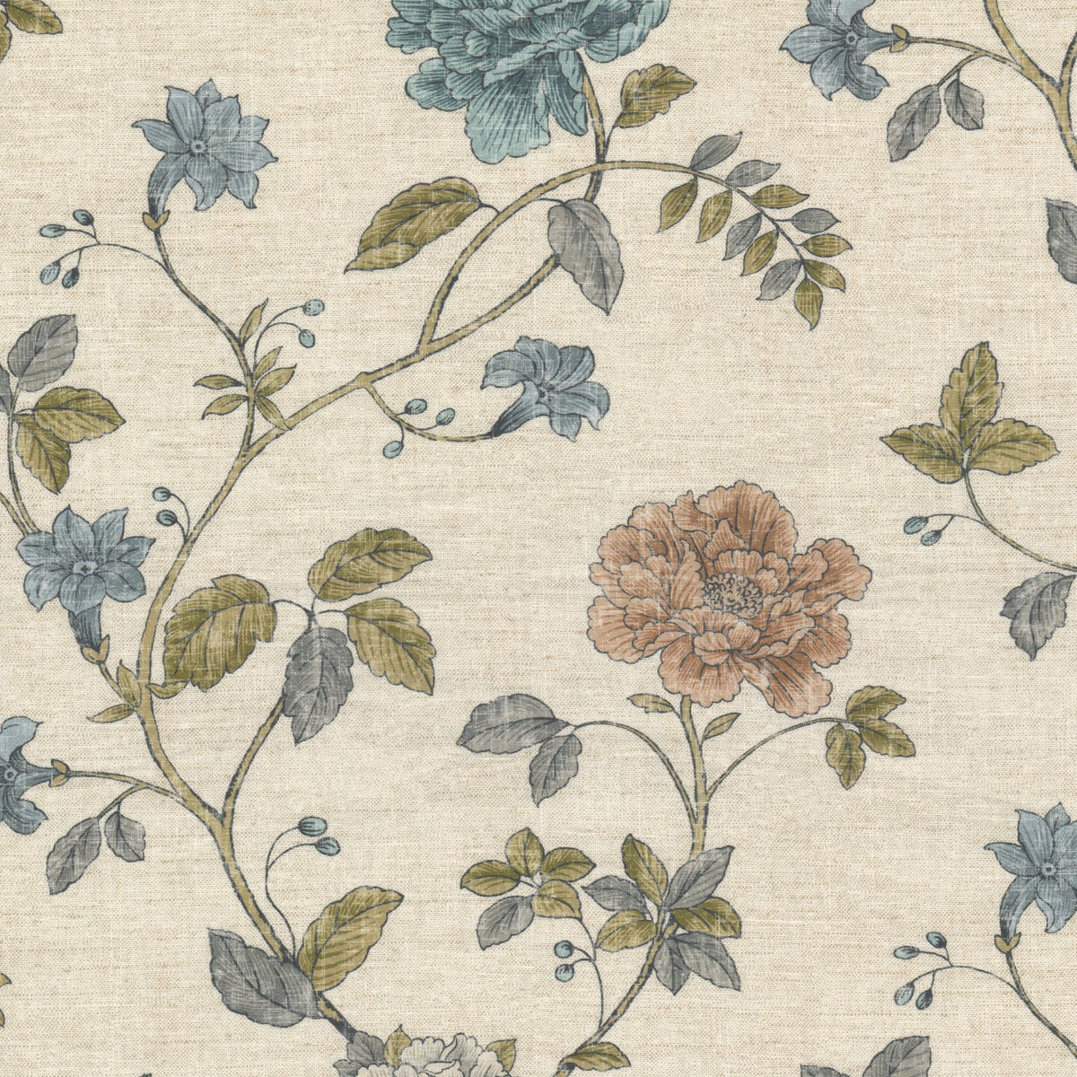 STOUT TEXTILES MULTIPURPOSE,PRINT TRADITIONAL, FLORAL BLUEBIRD,FRENCHBLUE - SALD-1
