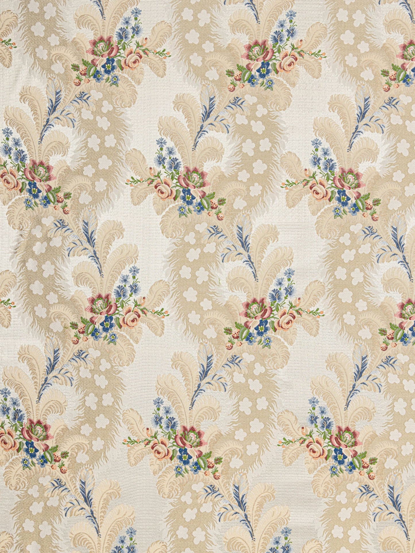 SCALAMANDRE CHEVERNY FABRIC ROSE & BLUE ON IVORY - SB 00060289 NEW SKU # SB02890006