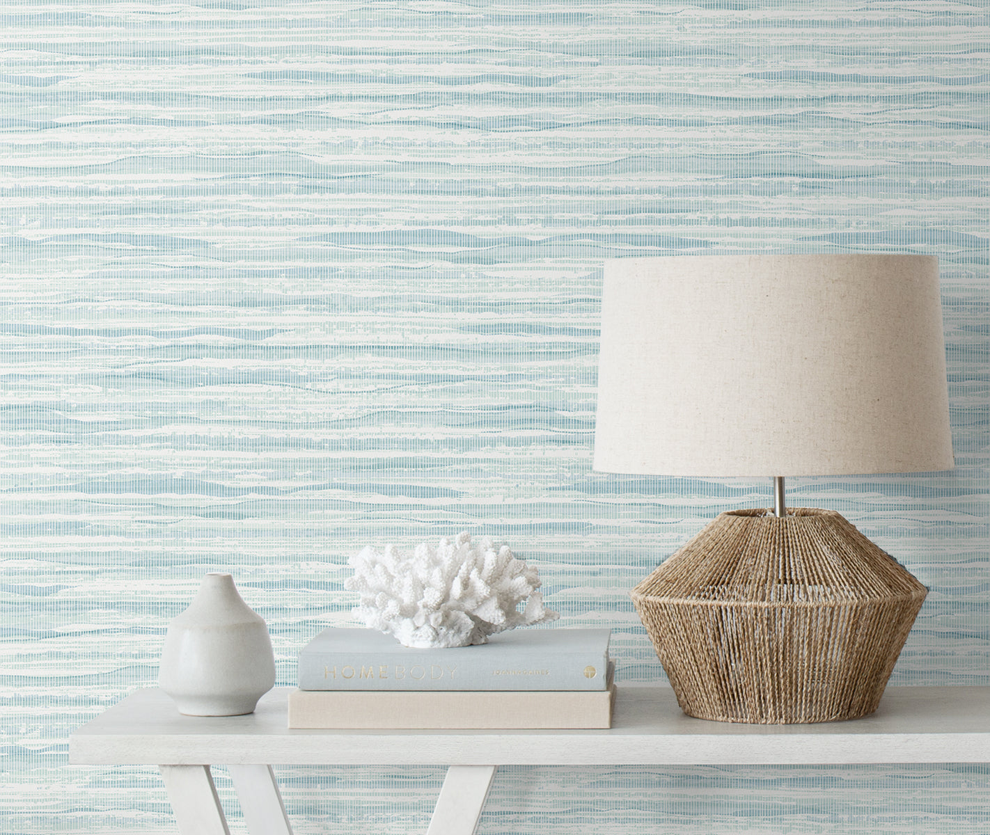 Seabrook Designs Summer House Skye Wave Stringcloth Sisal Coastal Blue Matte - SC21102