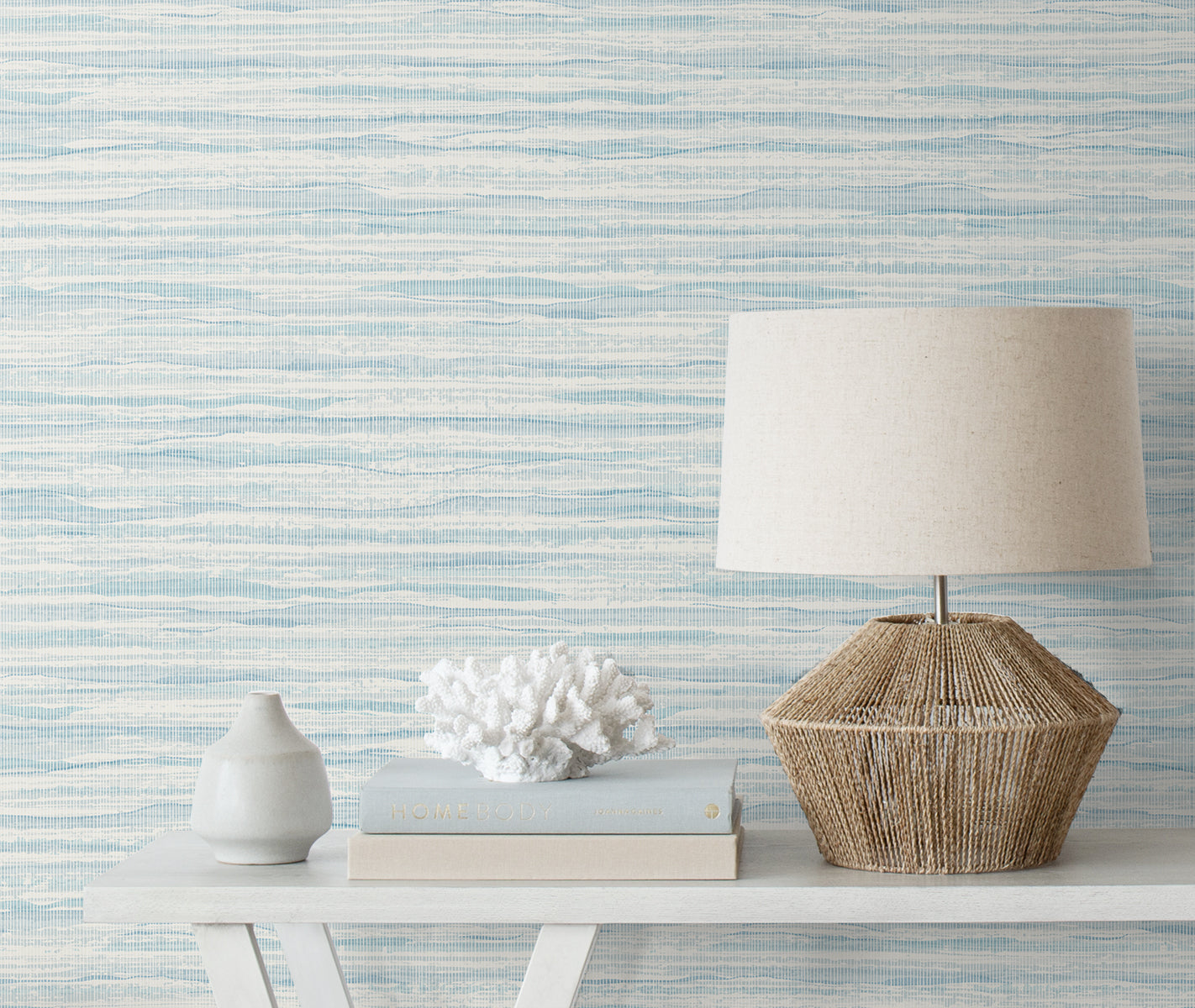 Seabrook Designs Summer House Skye Wave Stringcloth Sisal Coastal Blue Matte - SC21112