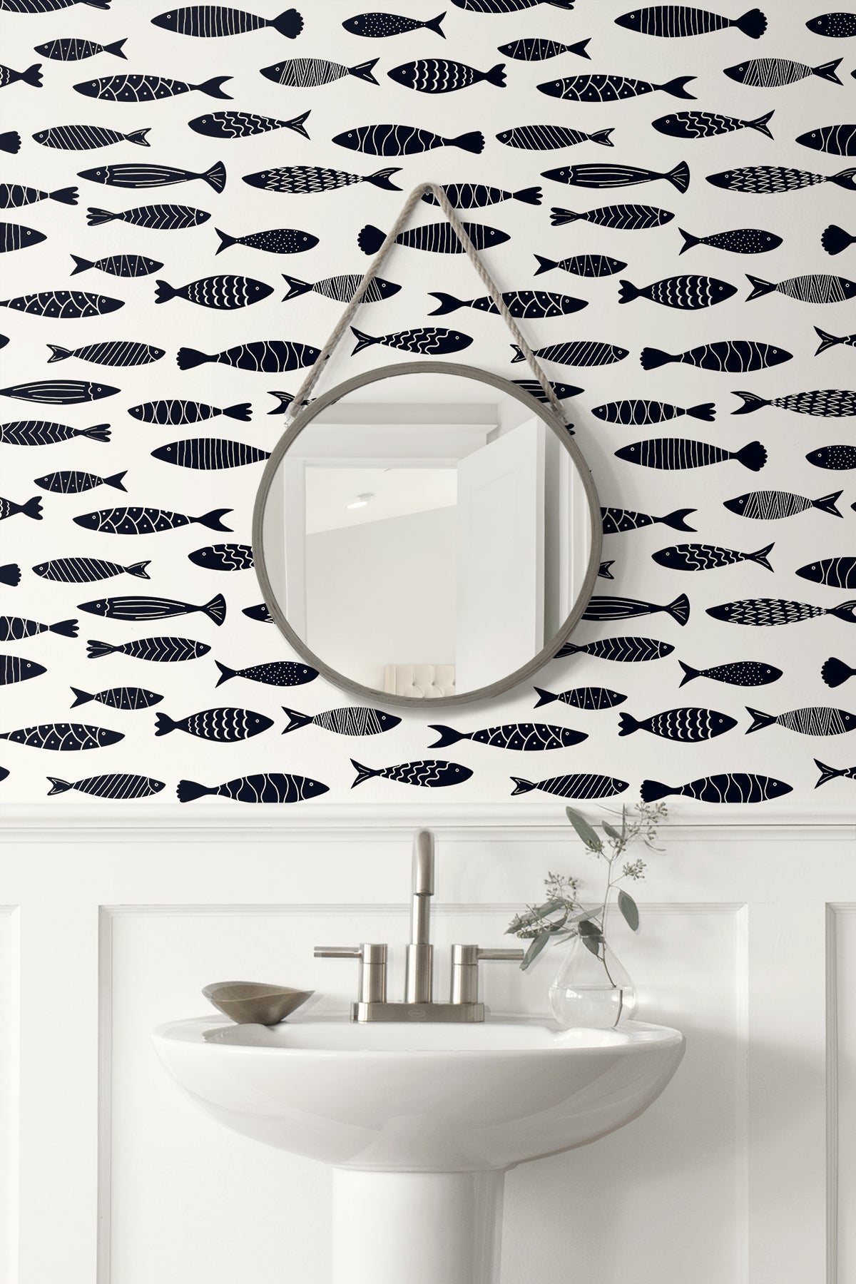 Seabrook Designs Summer House Bay Fish Animal Print Coastal Black Matte - SC21500