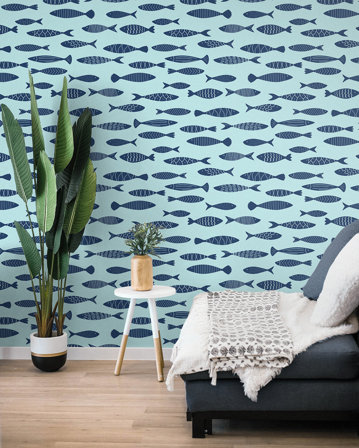Seabrook Designs Summer House Bay Fish Animal Print Coastal Blue Matte - SC21502