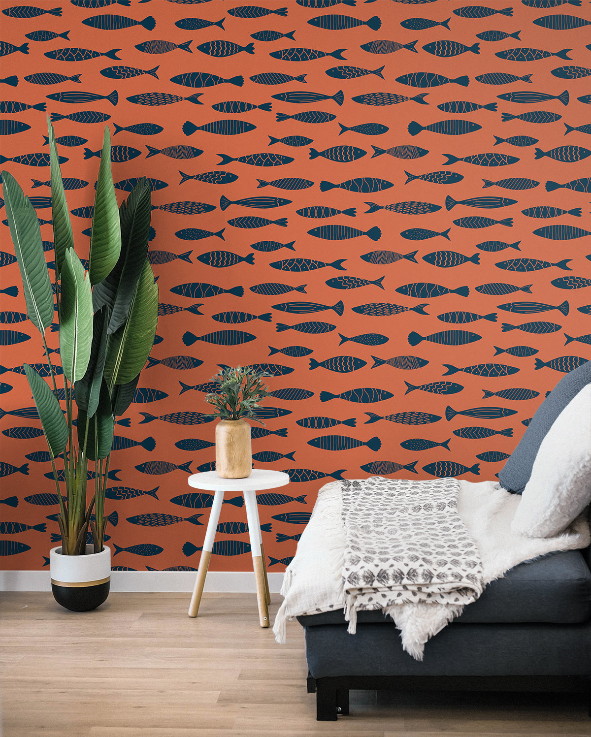 Seabrook Designs Summer House Bay Fish Animal Print Coastal Orange Matte - SC21506