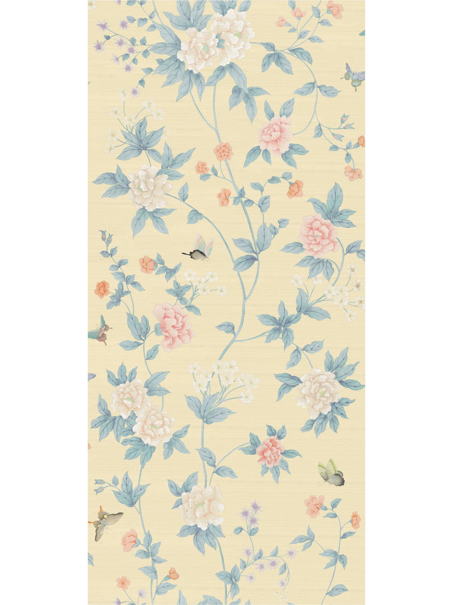 SCALAMANDRE LUOYANG GARDEN SISAL FLORAL LEMON TEAL - SCWP88382D0005