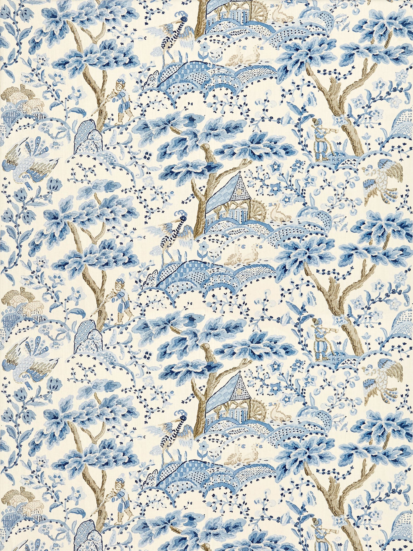 SCALAMANDRE KELMESCOTT HAND BLOCK PRINT FABRIC PORCELAIN - SC 000116590 NEW SKU # SC165900001