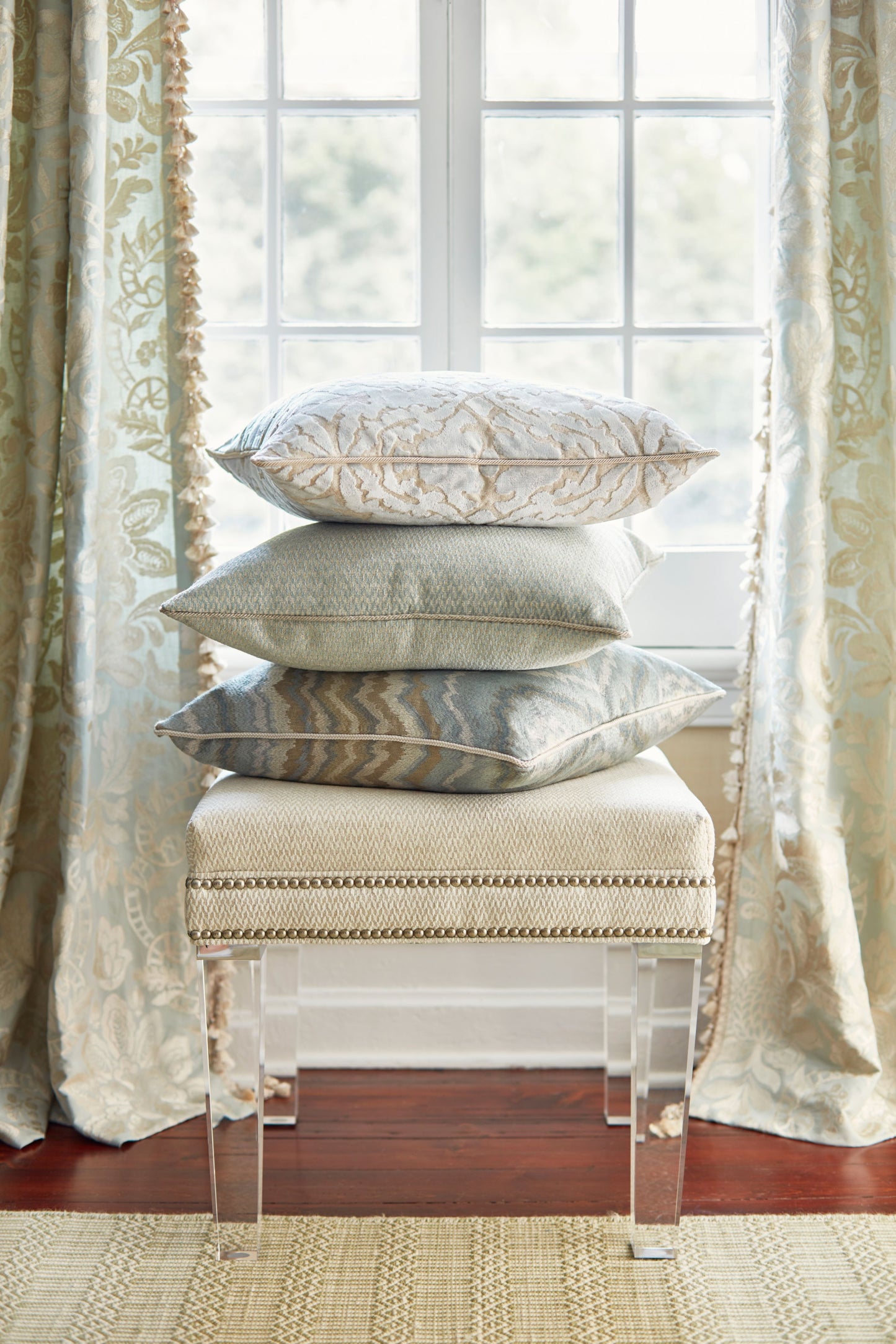 Cortona chenille fabric swatch in alabaster with a soft textured weave