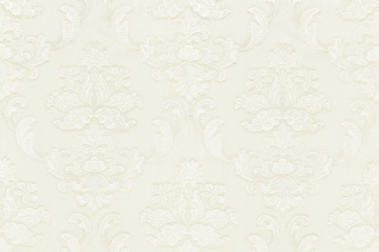 SCALAMANDRE CORNELIA DAMASK EMBROIDERY FABRIC IVORY - SC 000127160 NEW SKU # SC271600001