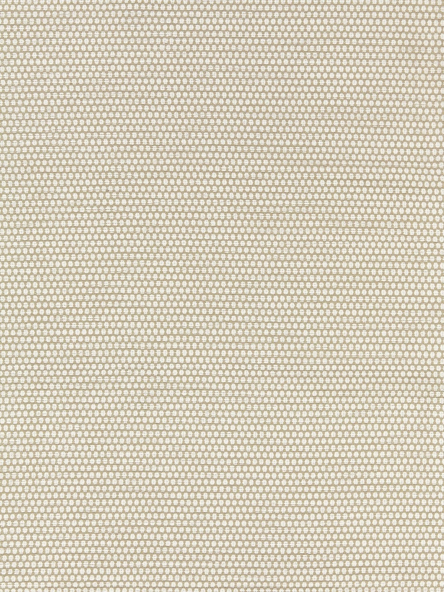 Beige textured fabric with tiny white dot pattern in soft, subtle stripes; upholstery textile.