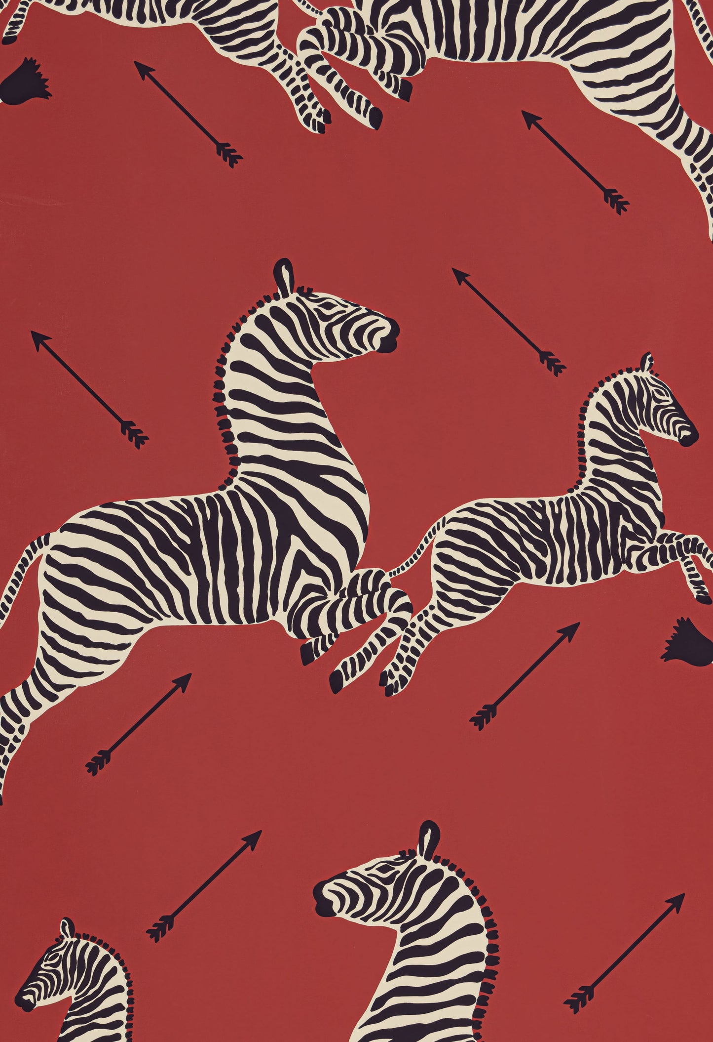 SCALAMANDRE ZEBRAS - VINYL BIRD , ANIMAL MASAI RED - SC 0001WP81388MV NEW SKU # SCWP81388MV0001