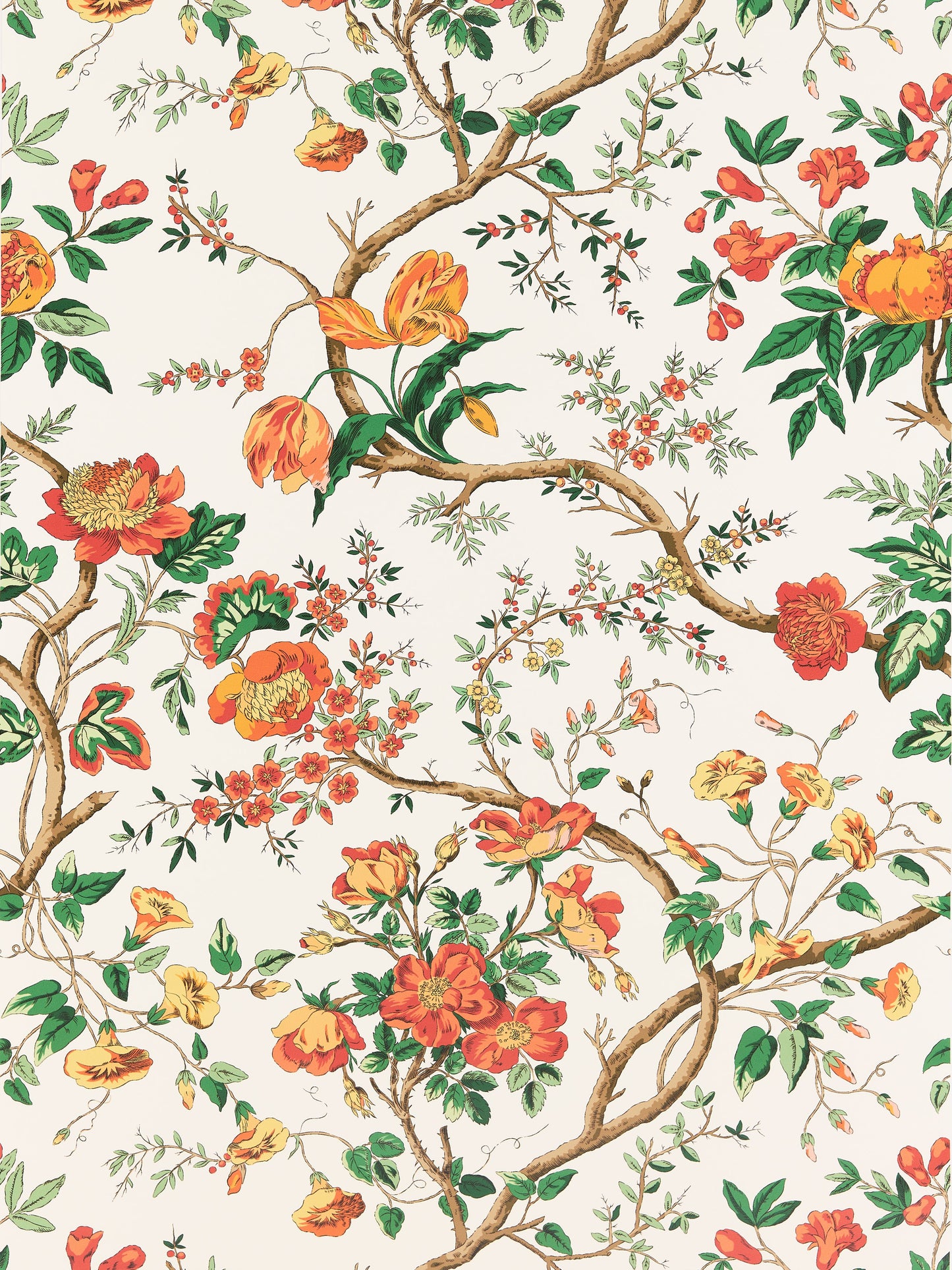SCALAMANDRE PERSEPHONE WALLCOVERING FLORAL PERSIMMON - SC 0001WP88563 NEW SKU # SCWP885630001