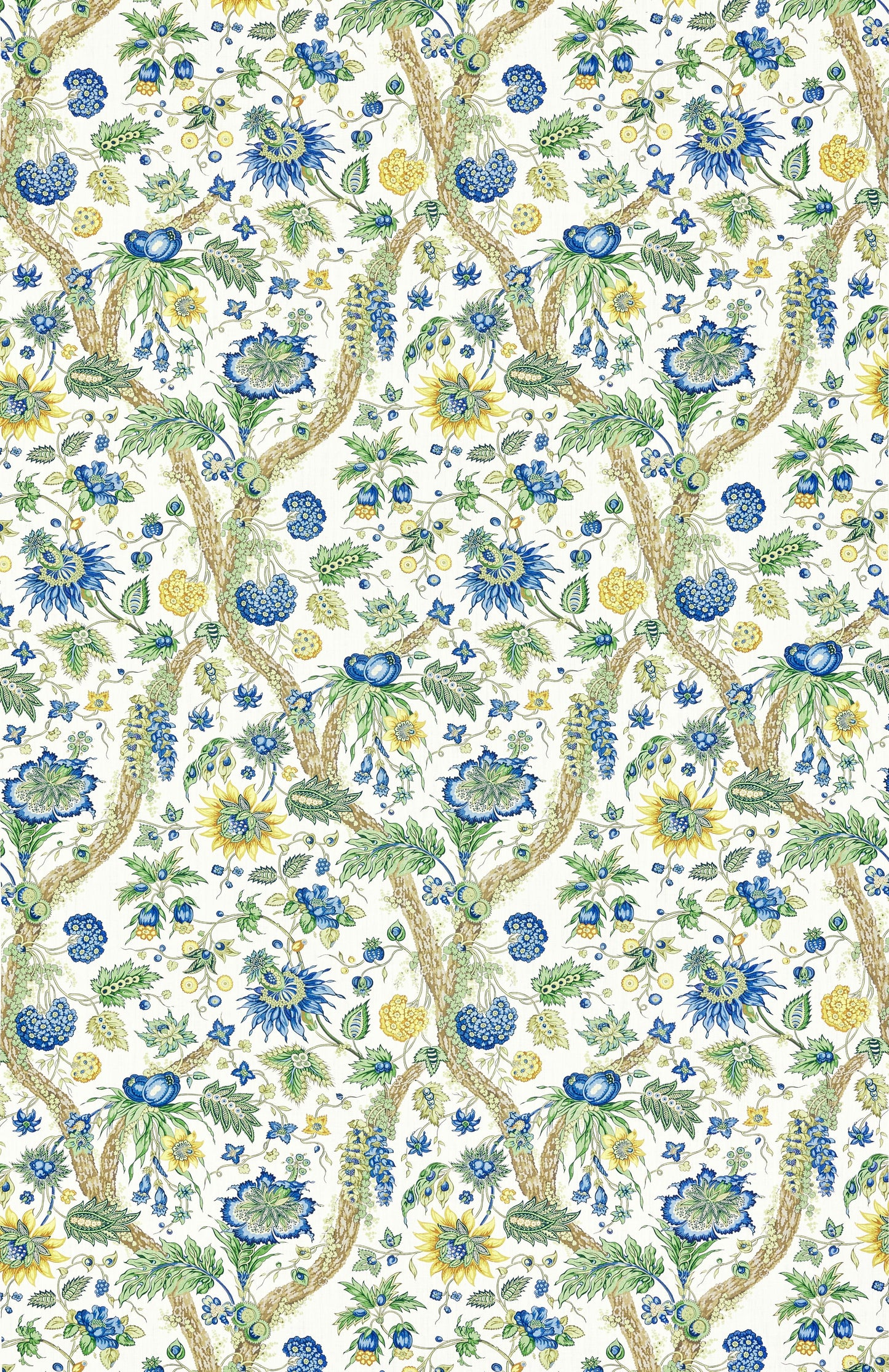 SCALAMANDRE FLEURS TROPICALES FABRIC BLUE AND GOLD - SC 000216647 NEW SKU # SC166470002