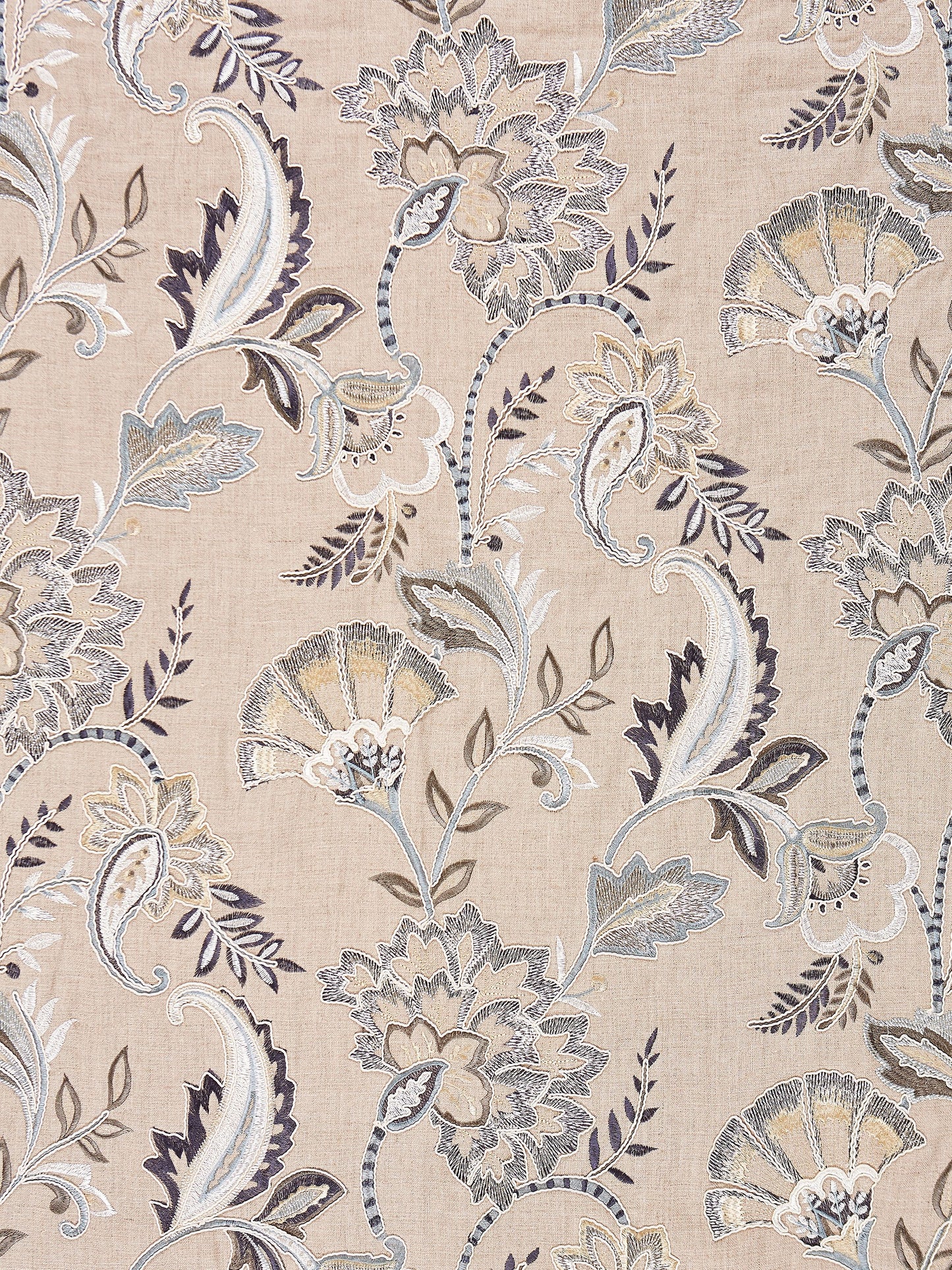 SCALAMANDRE ADARA EMBROIDERY FABRIC FLAX - SC 000227036 NEW SKU # SC270360002
