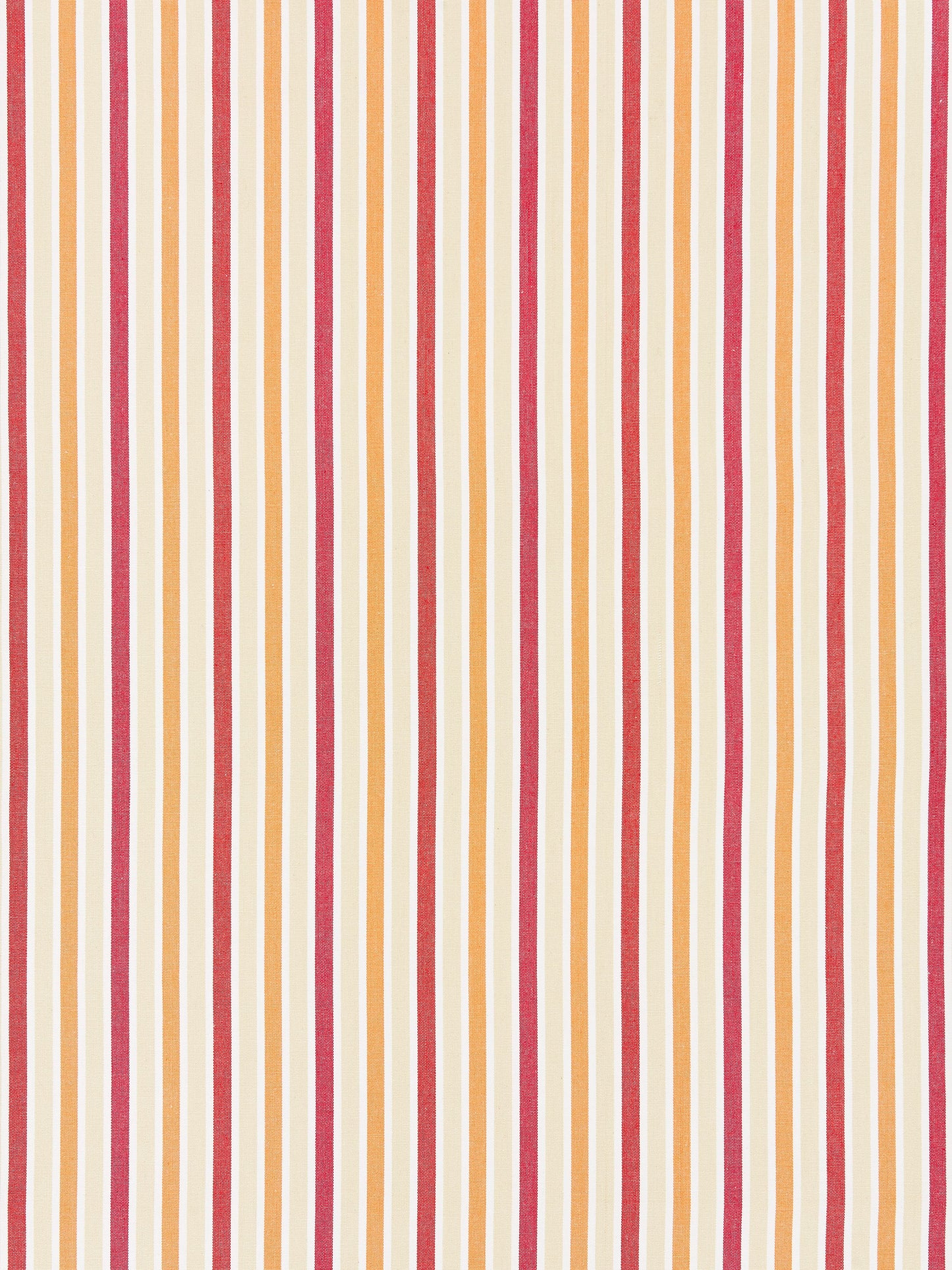 Vertical stripe pattern in coral and cream on cotton stripe fabric.