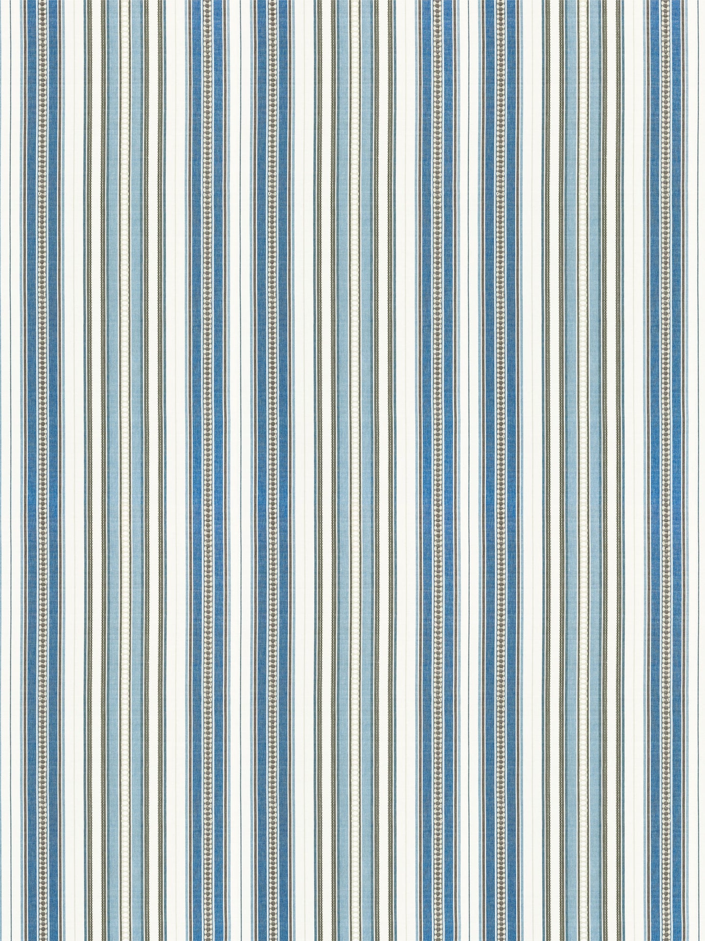 Vertical striped pattern in blue, beige and white tones with alternating thin and medium stripes.