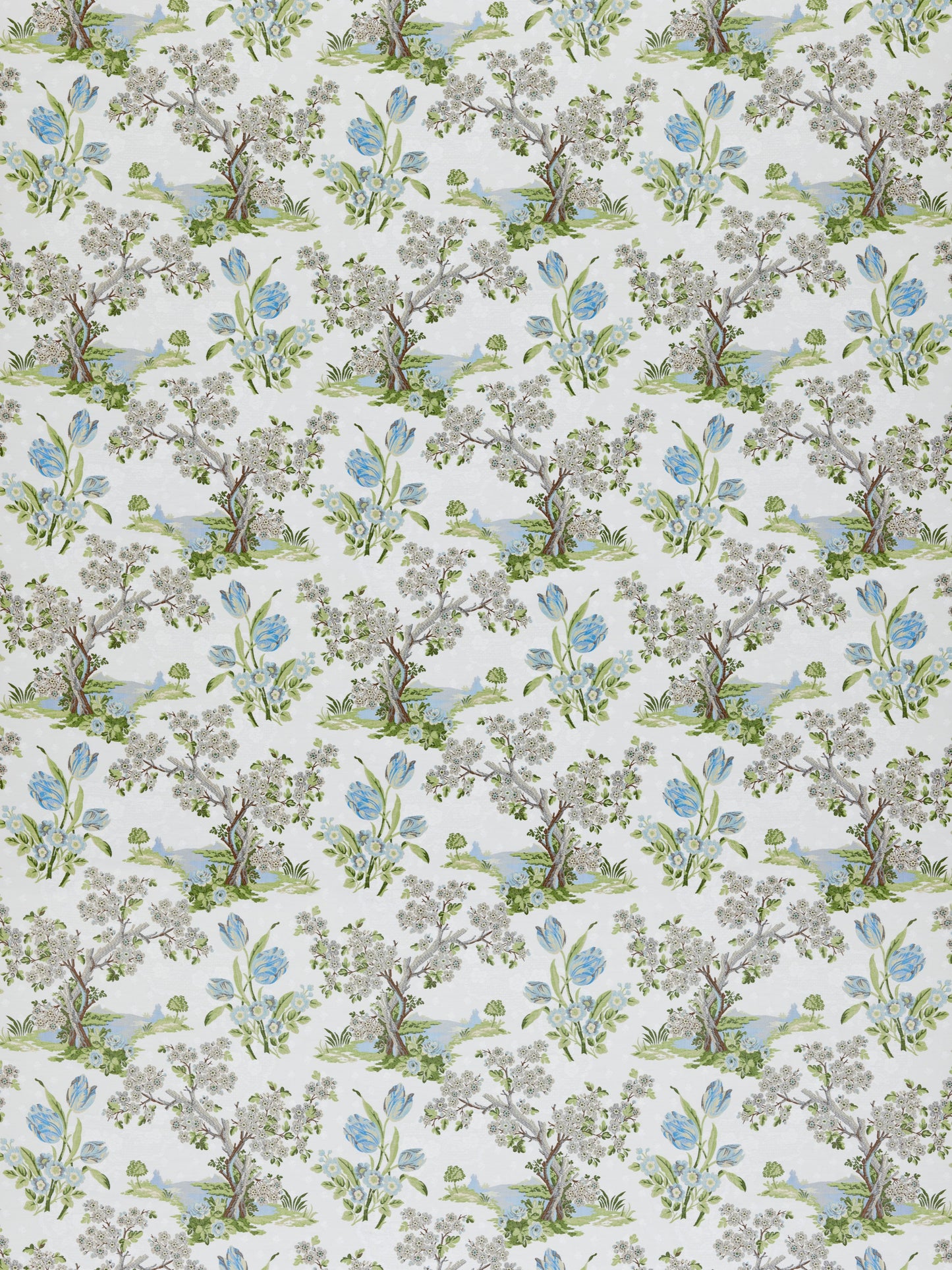 SCALAMANDRE AVIGNON BROCADE FABRIC PORCELAIN ON WHITE - SC 000227322 NEW SKU # SC273220002