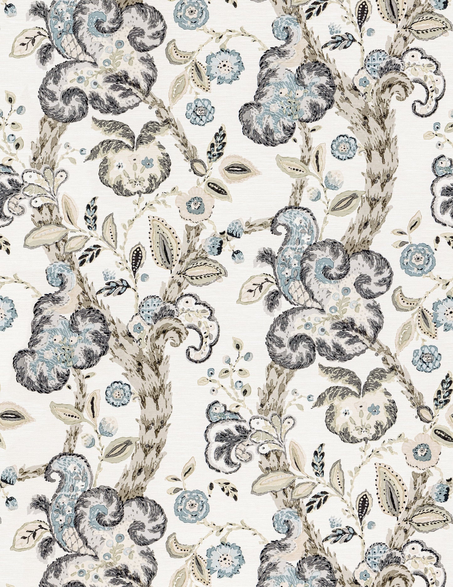 SCALAMANDRE CUMBRIA WALLCOVERING JACOBEAN , TREE OF LIFE SMOKE ON IVORY - SC 0002WP88589 NEW SKU # SCWP885890002