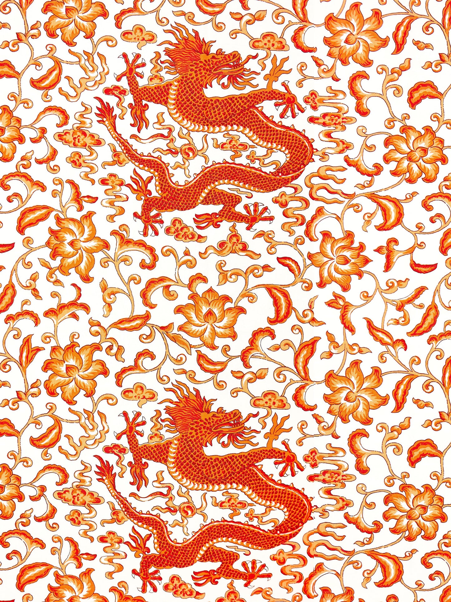 SCALAMANDRE CHI'EN DRAGON LINEN PRINT FABRIC PERSIMMON - SC 000316558 NEW SKU # SC165580003