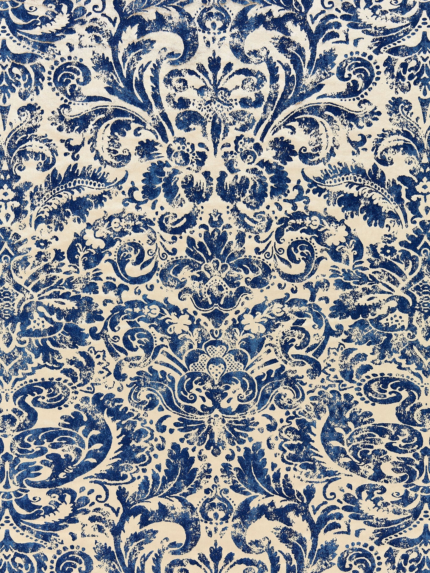 SCALAMANDRE PALLADIO VELVET DAMASK FABRIC LAPIS - SC 000316592 NEW SKU # SC165920003