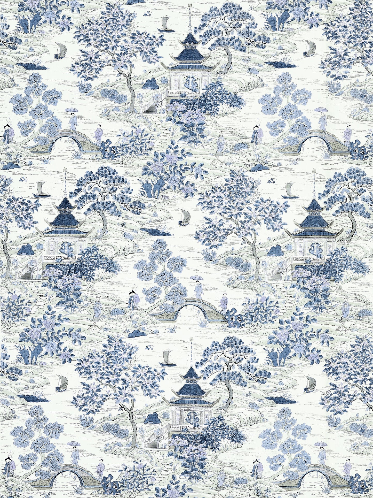 SCALAMANDRE SATOMI HAND BLOCK PRINT FABRIC EVENING BLUE - SC 000316624 NEW SKU # SC166240003