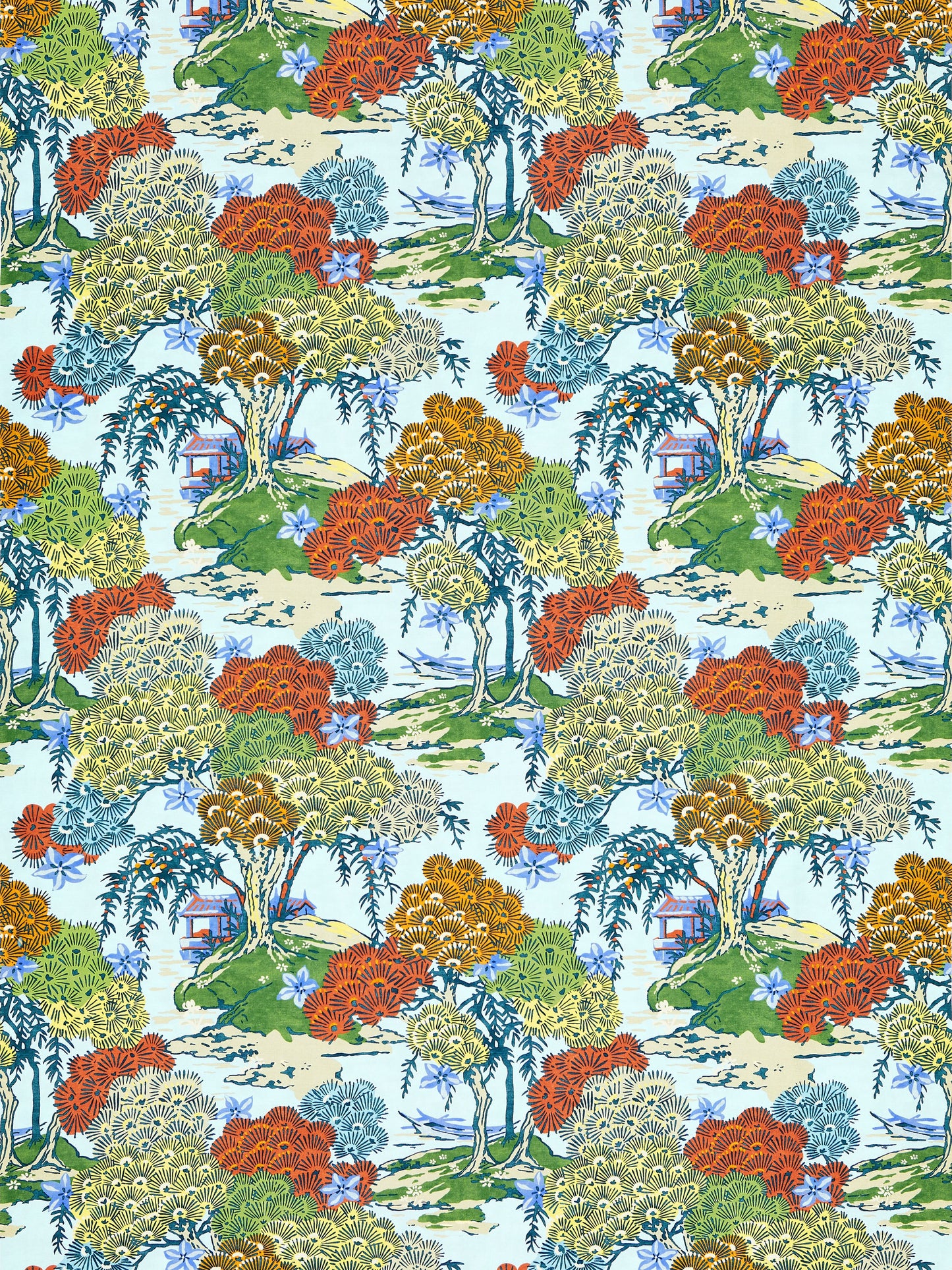 SCALAMANDRE SEA OF TREES PRINT FABRIC KALEIDESCOPE - SC 000316627 NEW SKU # SC166270003