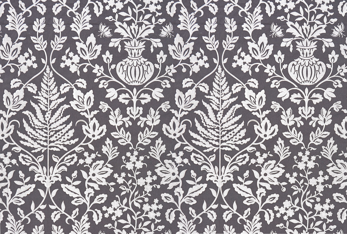 SCALAMANDRE SHALIMAR EMBROIDERY FABRIC CHARCOAL - SC 000327032 NEW SKU # SC270320003