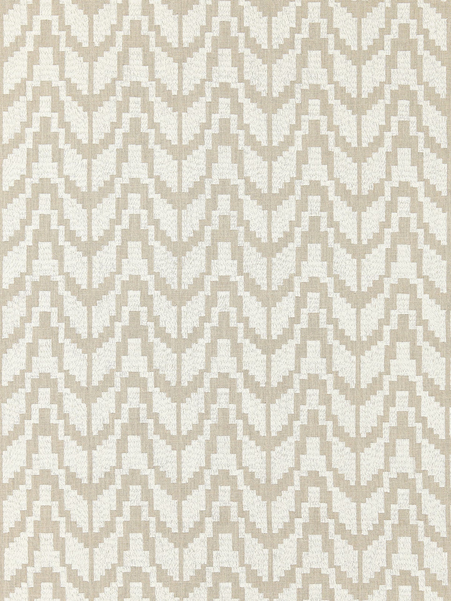 SCALAMANDRE CHEVRON EMBROIDERY FABRIC FLAX - SC 000327103 NEW SKU # SC271030003