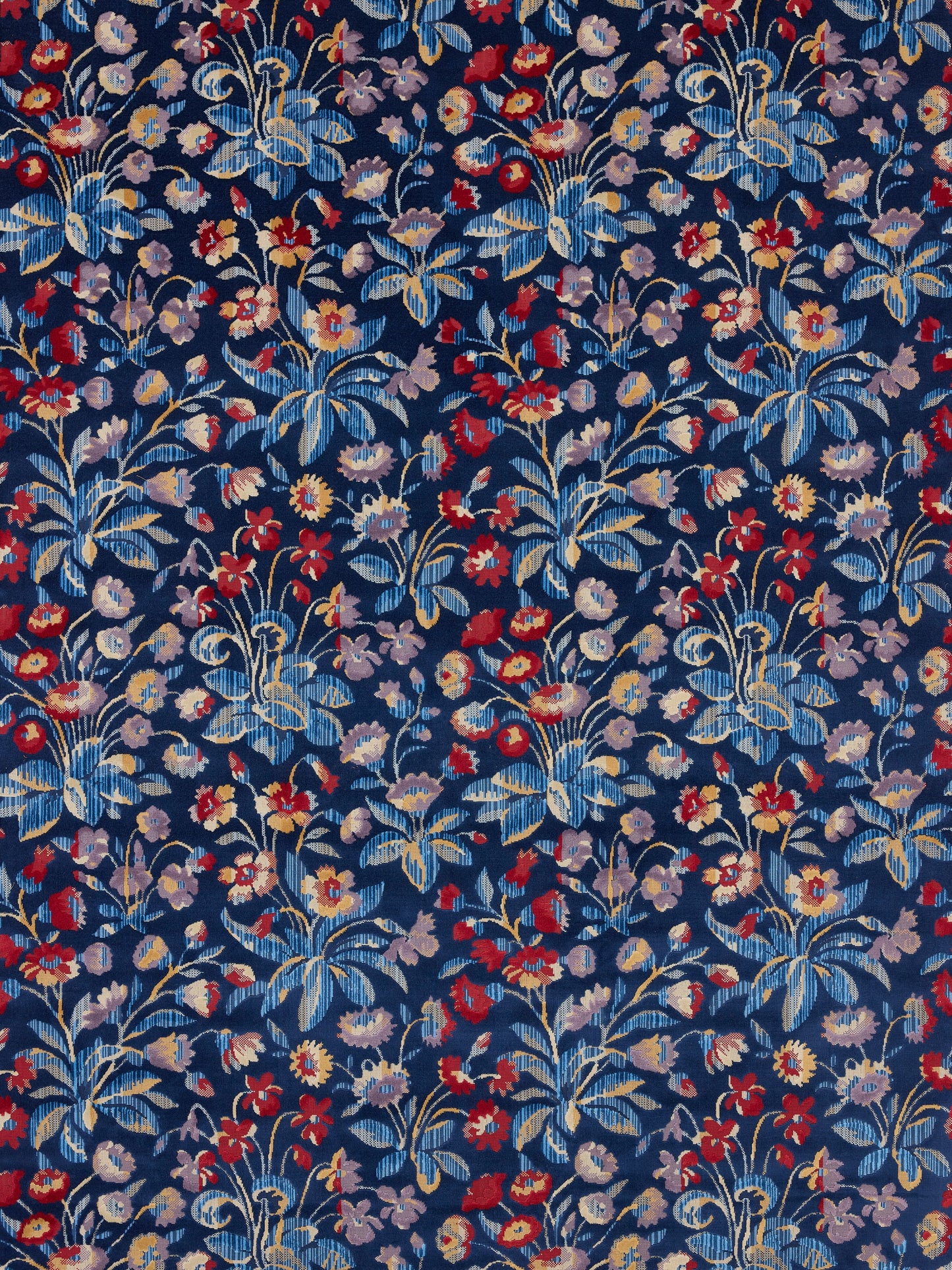 SCALAMANDRE MILLEFLEUR VELVET FABRIC NAVY LILAC - SC 000327328 NEW SKU # SC273280003