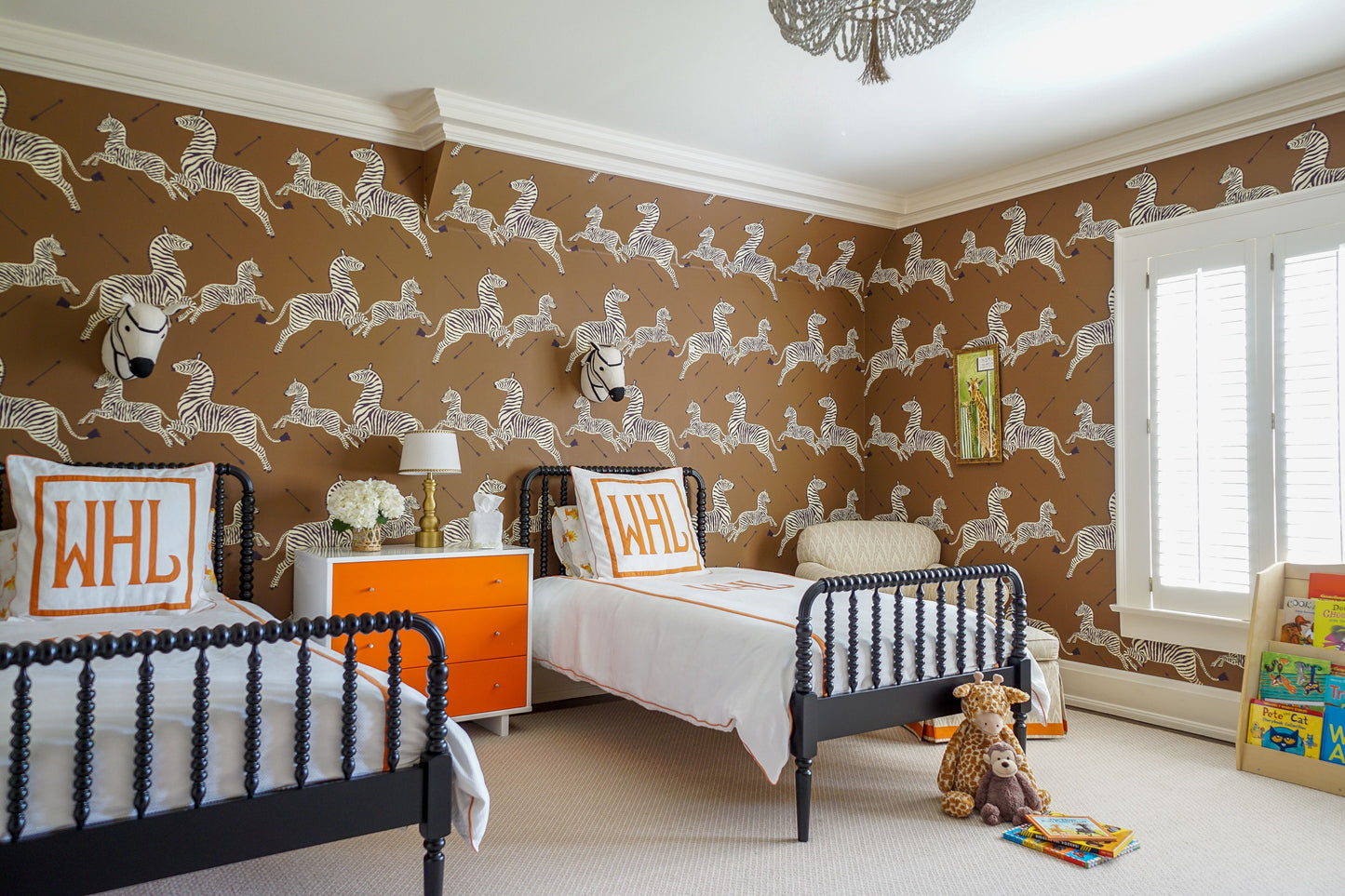 SCALAMANDRE ZEBRAS - WALLPAPER BIRD , ANIMAL SAFARI BROWN - SC 0003WP81388M NEW SKU # SCWP81388M0003