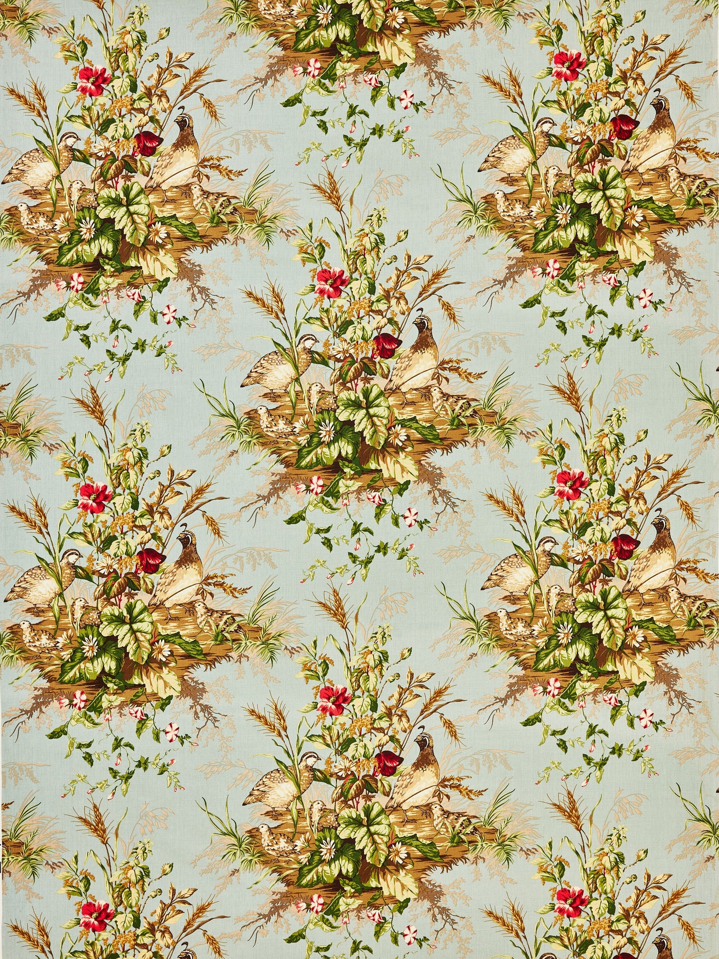 SCALAMANDRE EDWIN'S COVEY LINEN PRINT FABRIC MULTI ON LONDON BLUE - SC 000416310 NEW SKU # SC163100004