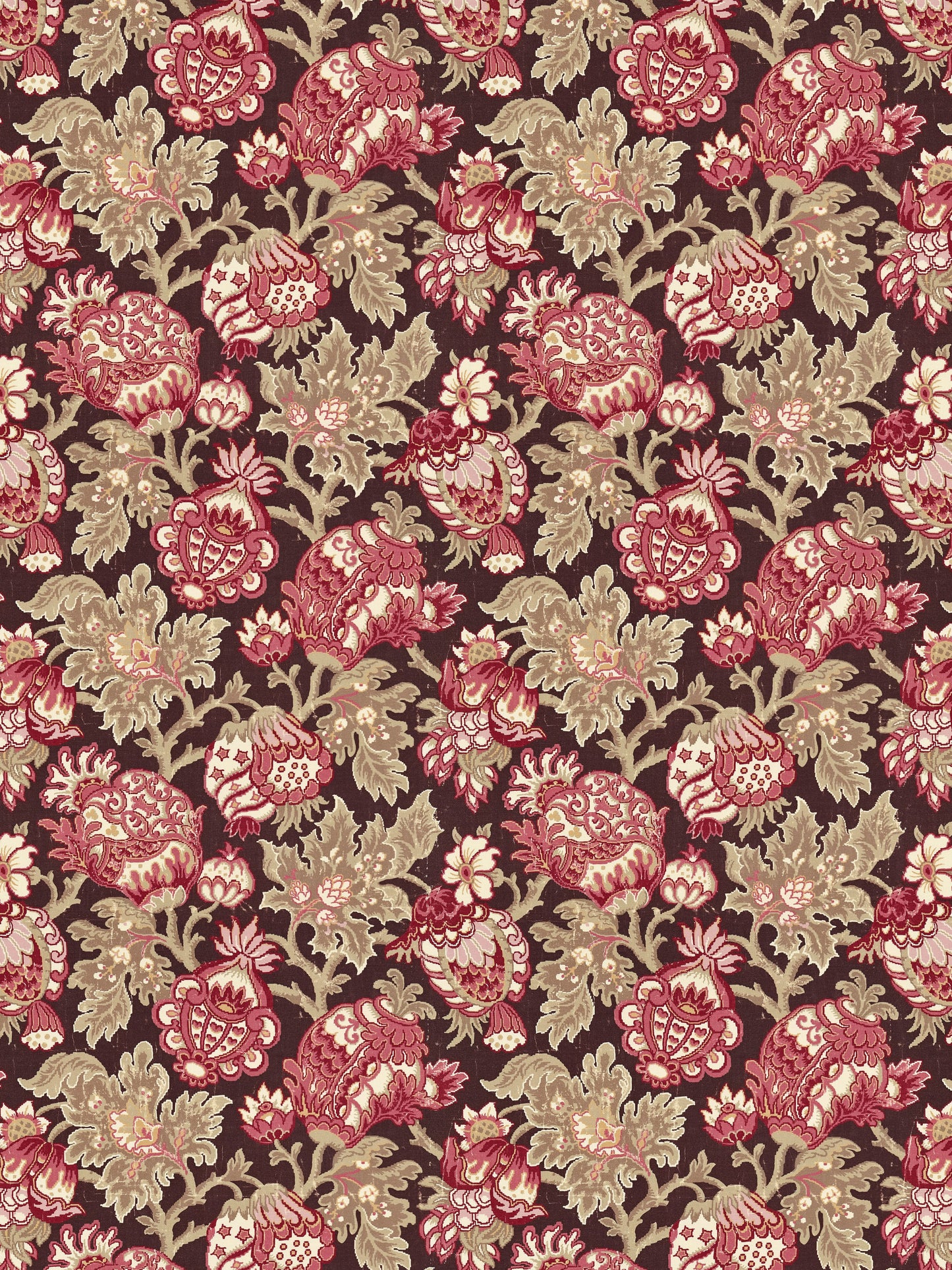 SCALAMANDRE CANTERBURY LINEN PRINT FABRIC MULBERRY - SC 000416593 NEW SKU # SC165930004