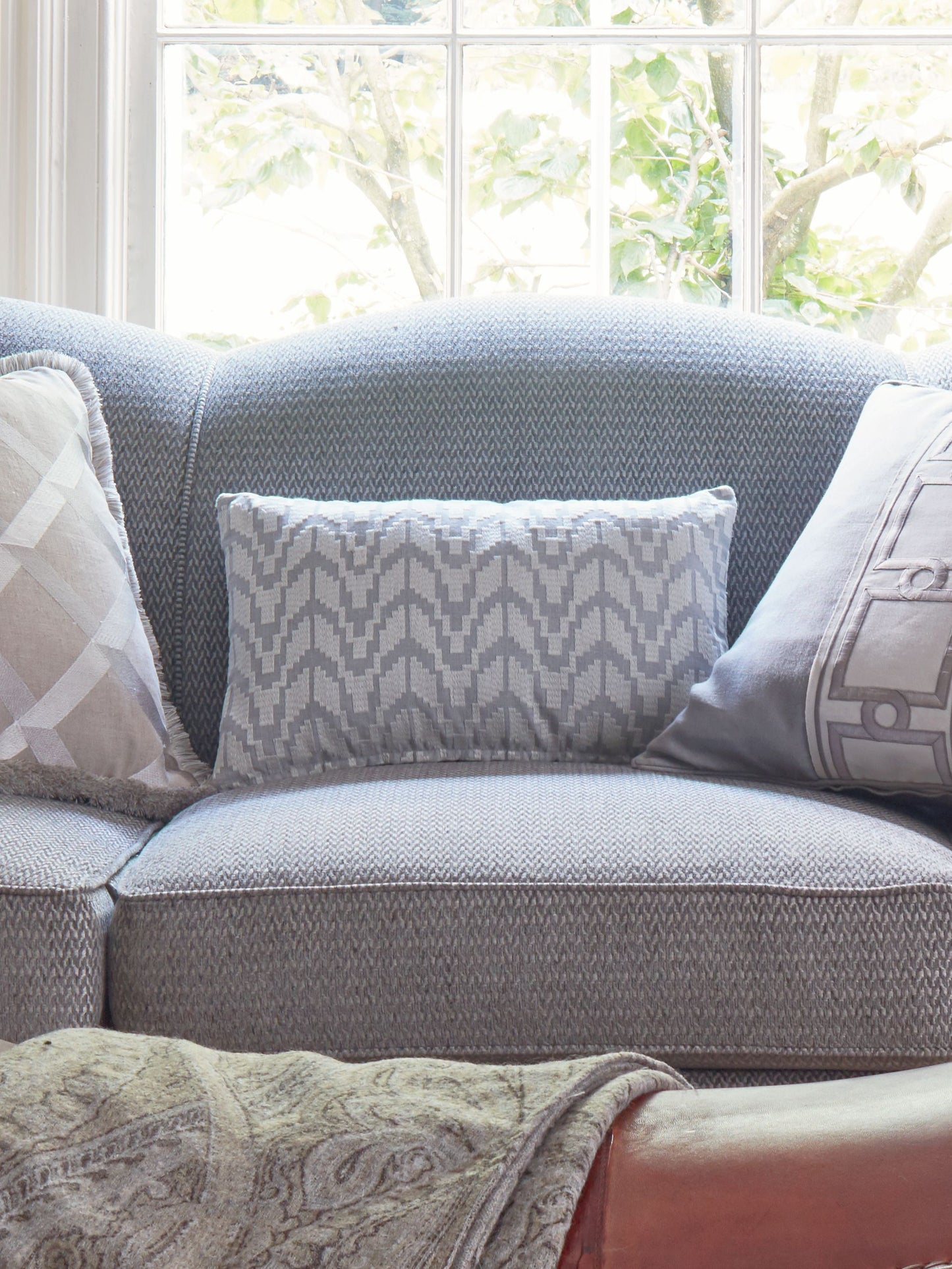 SCALAMANDRE CHEVRON EMBROIDERY FABRIC PEARL - SC 000427103 NEW SKU # SC271030004