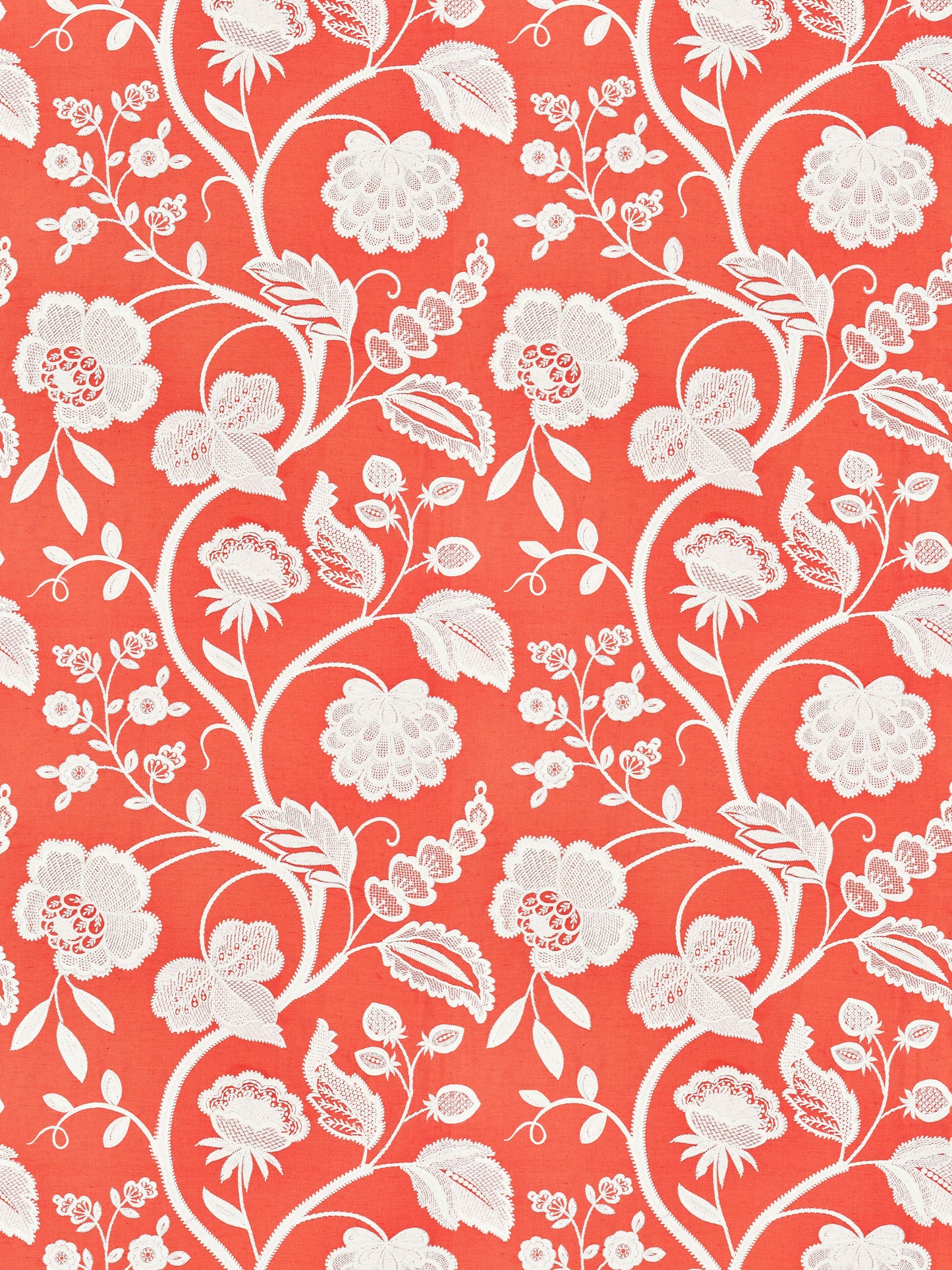 SCALAMANDRE KENSINGTON EMBROIDERY FABRIC CORAL - SC 000427151 NEW SKU # SC271510004