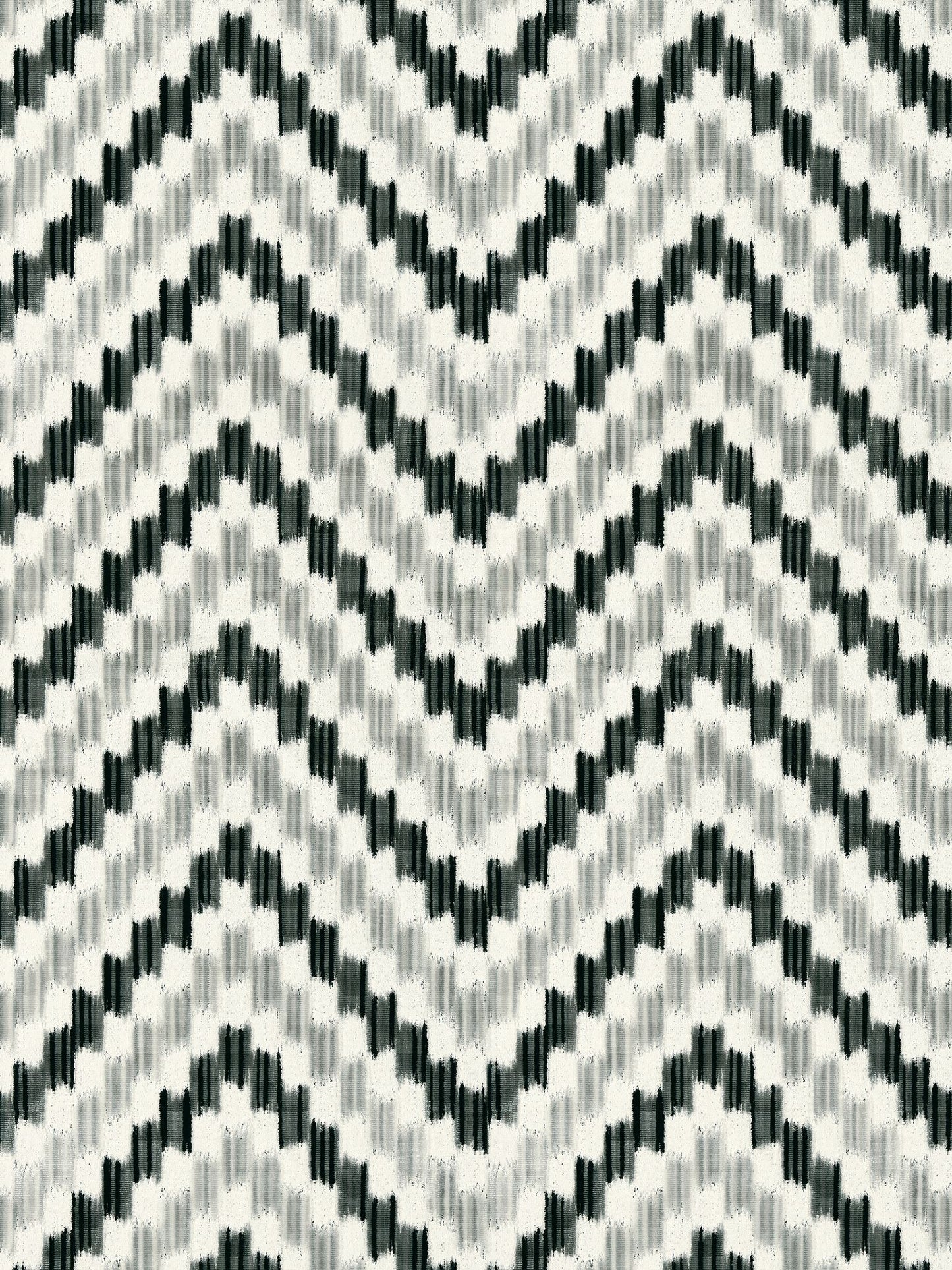 Monochrome chevron pattern fabric in black and light gray with brushed texture; ideal for upholstery.